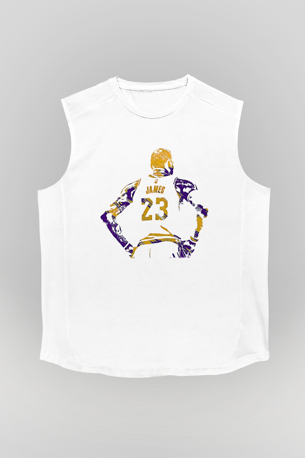 Lebron James Baskılı Beyaz Unisex Kolsuz Tişört - Tshirt