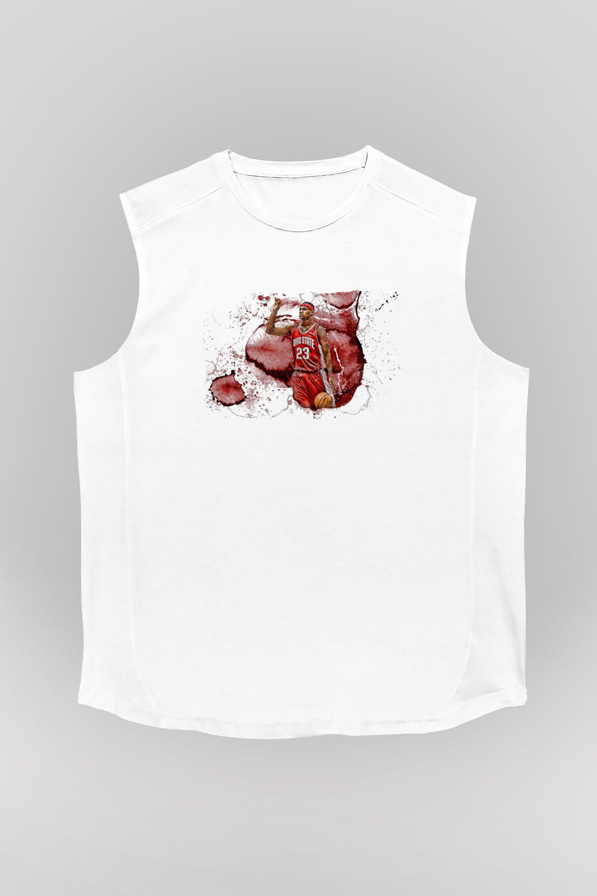 Lebron James Baskılı Beyaz Unisex Kolsuz Tişört - Tshirt