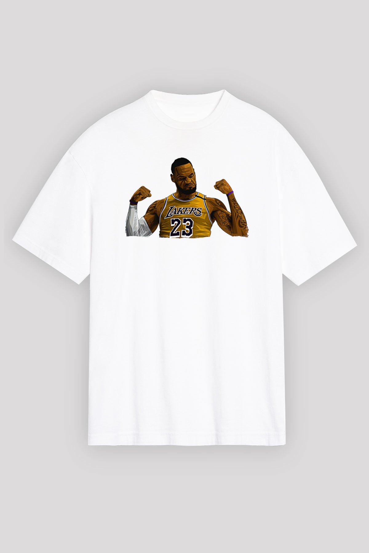 Lebron James Baskılı Beyaz Unisex Oversize Tişört - Tshirt