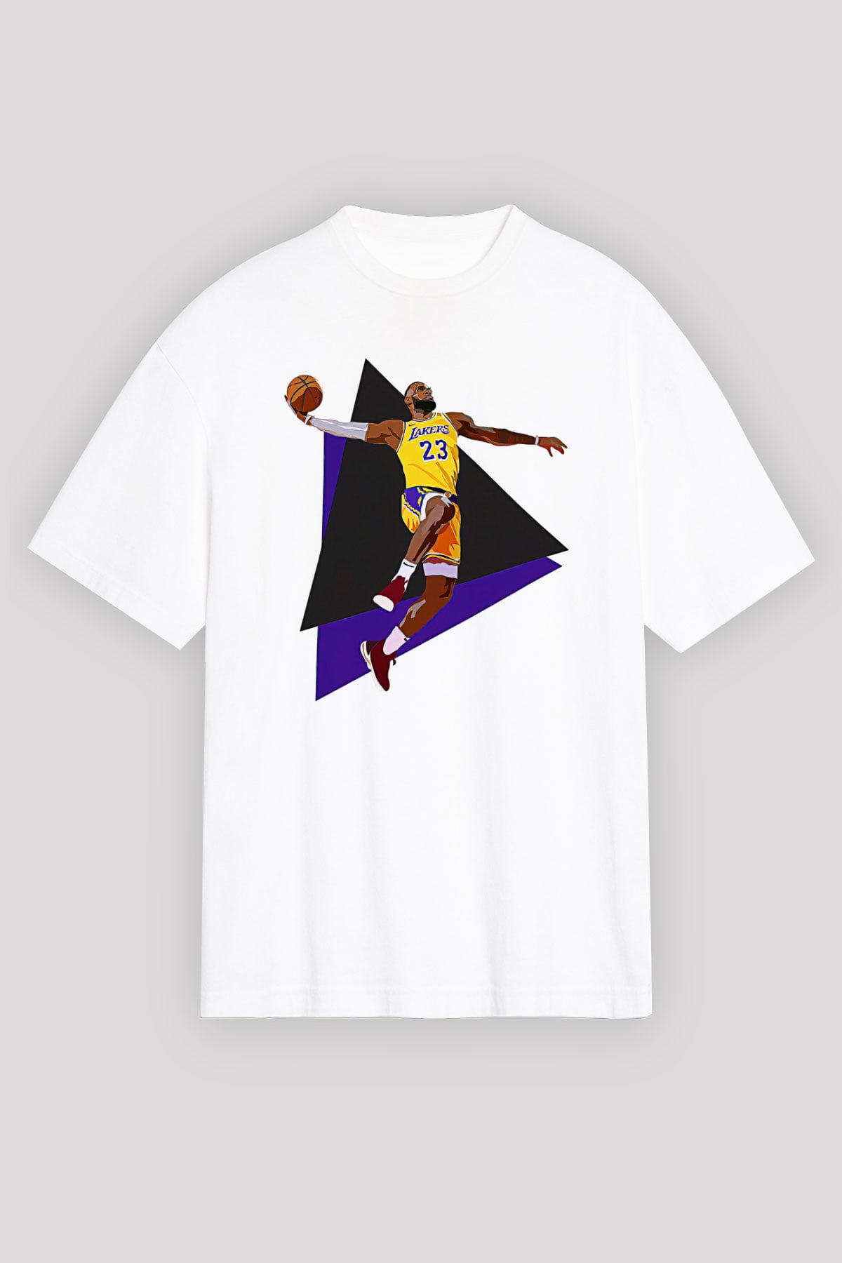 Lebron James Baskılı Beyaz Unisex Oversize Tişört - Tshirt
