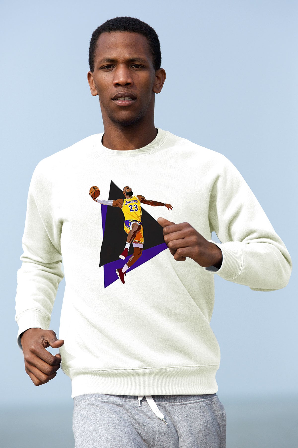 Lebron James Baskılı Beyaz Unisex Sweatshirt