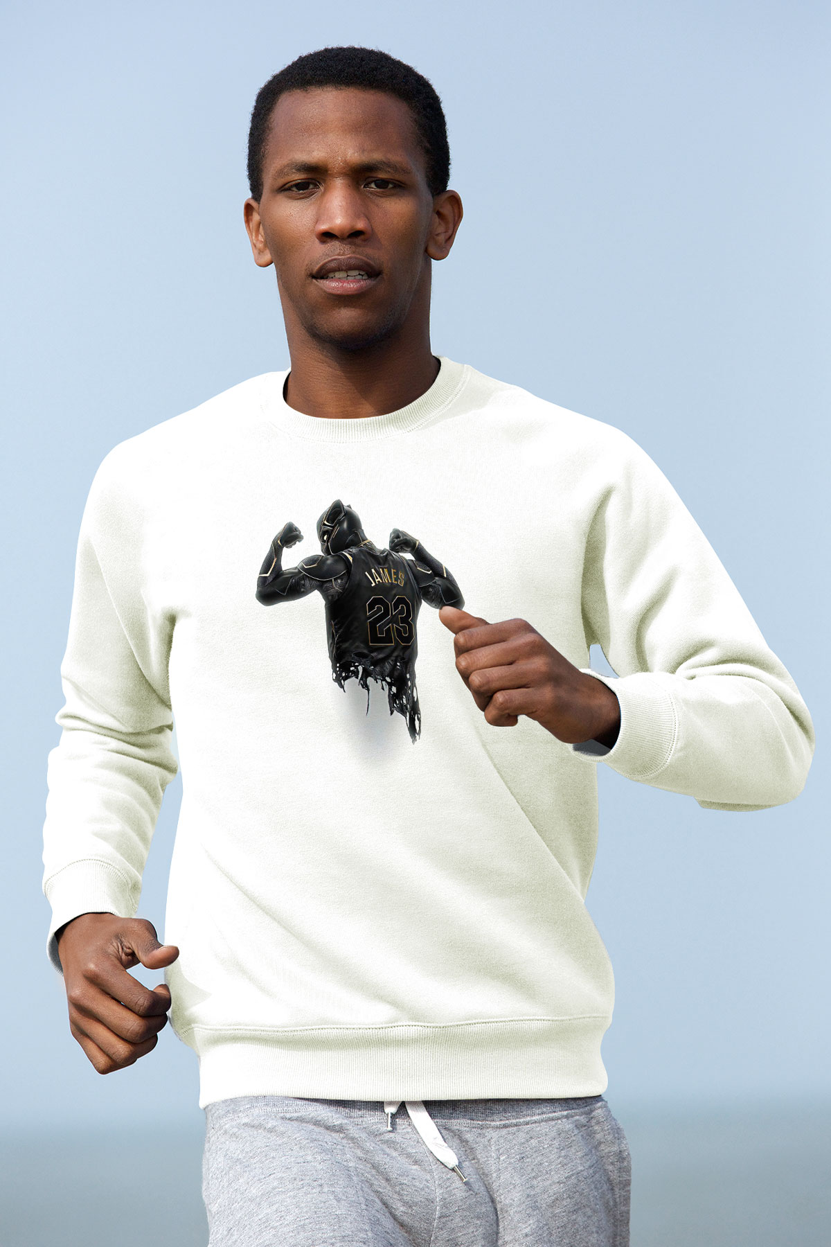 Lebron James Baskılı Beyaz Unisex Sweatshirt