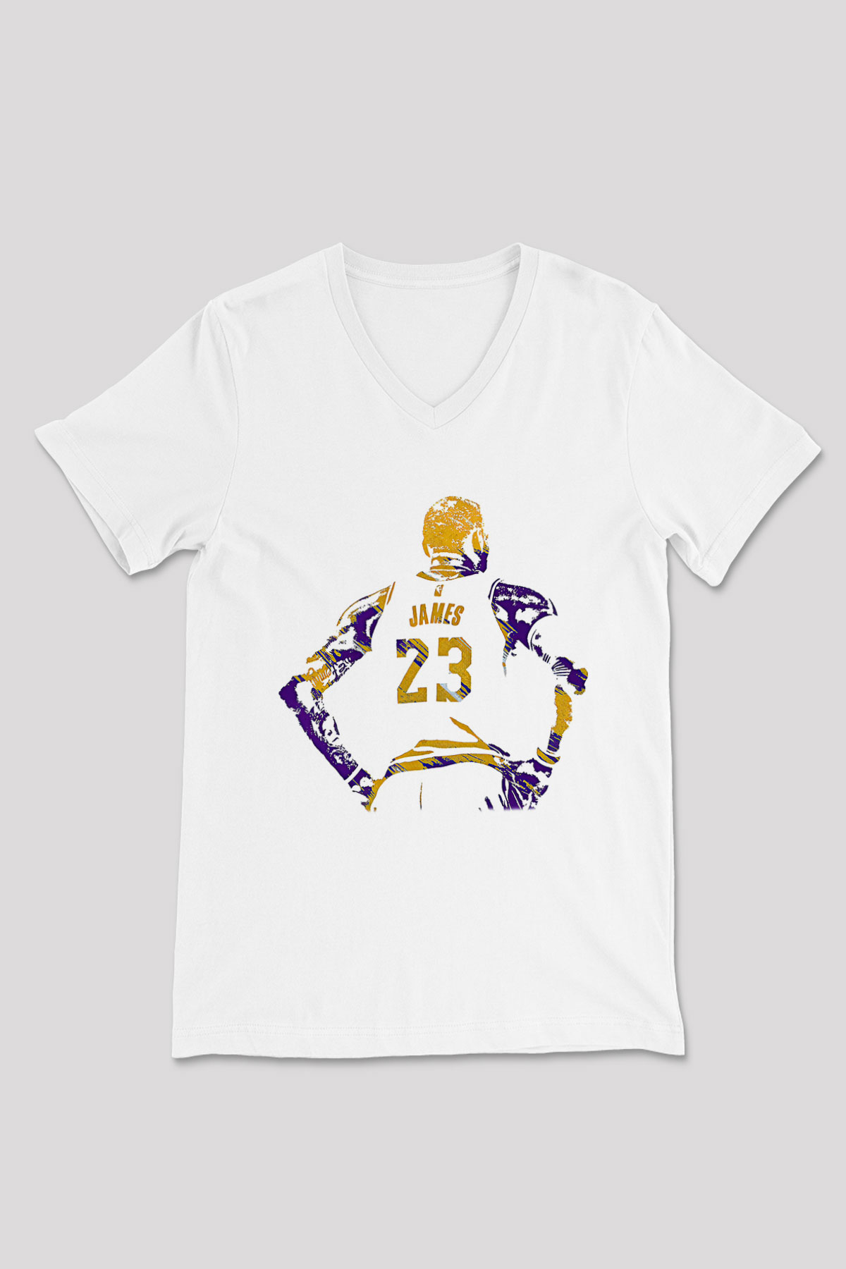 Lebron James Baskılı Beyaz Unisex V Yaka Tişört - Tshirt