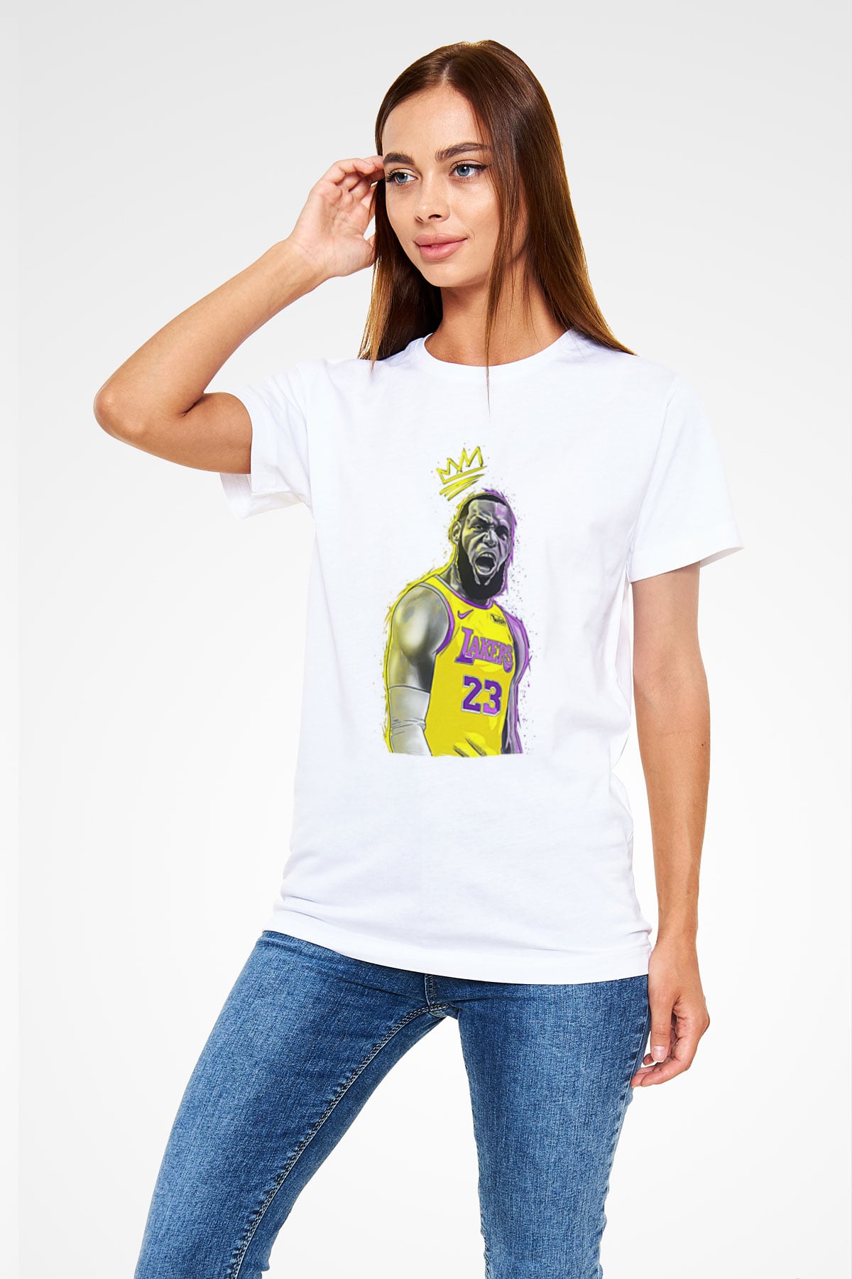 Lebron James Baskılı Unisex Beyaz Tişört - Tshirt