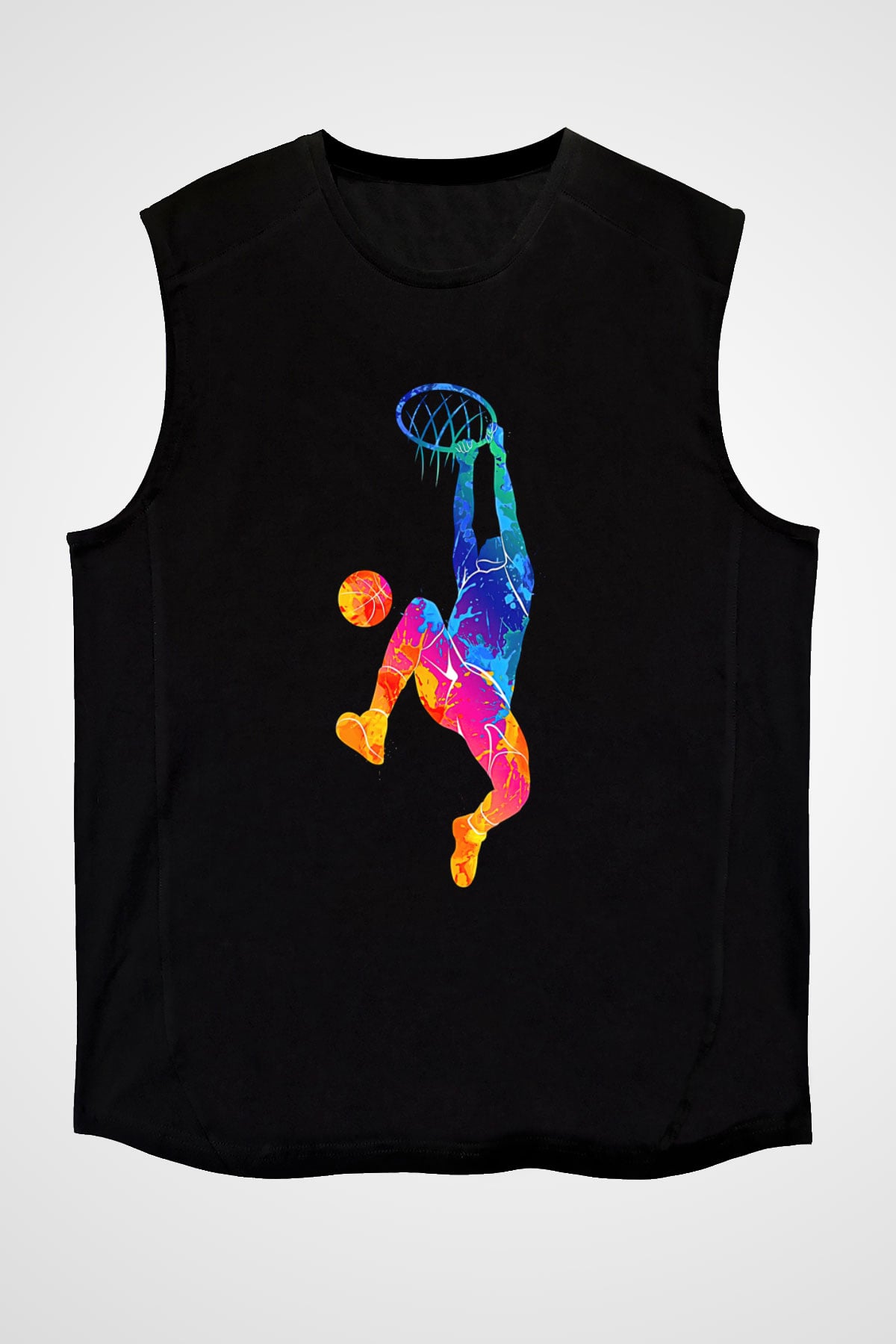Lebron James Baskılı Unisex Siyah Kolsuz Tişört - Tshirt