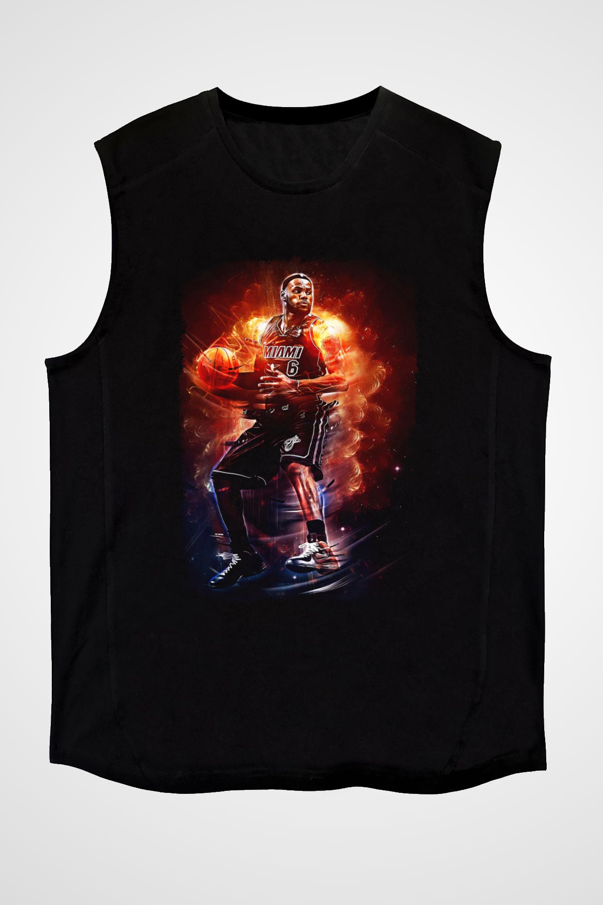 Lebron James Baskılı Unisex Siyah Kolsuz Tişört - Tshirt