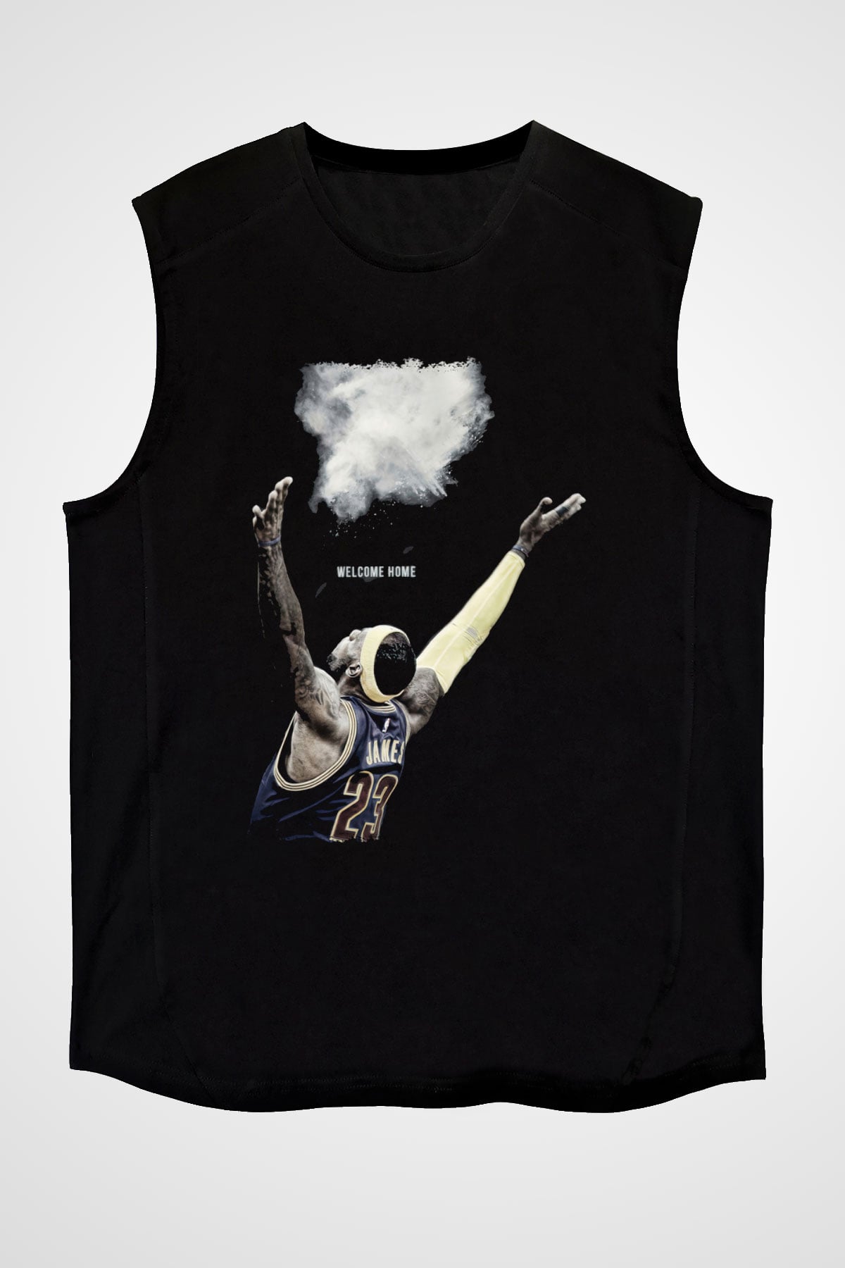 Lebron James Baskılı Unisex Siyah Kolsuz Tişört - Tshirt