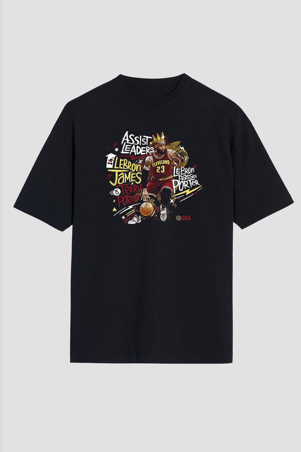 Lebron James Baskılı Unisex Siyah Oversize Tişört - Tshirt