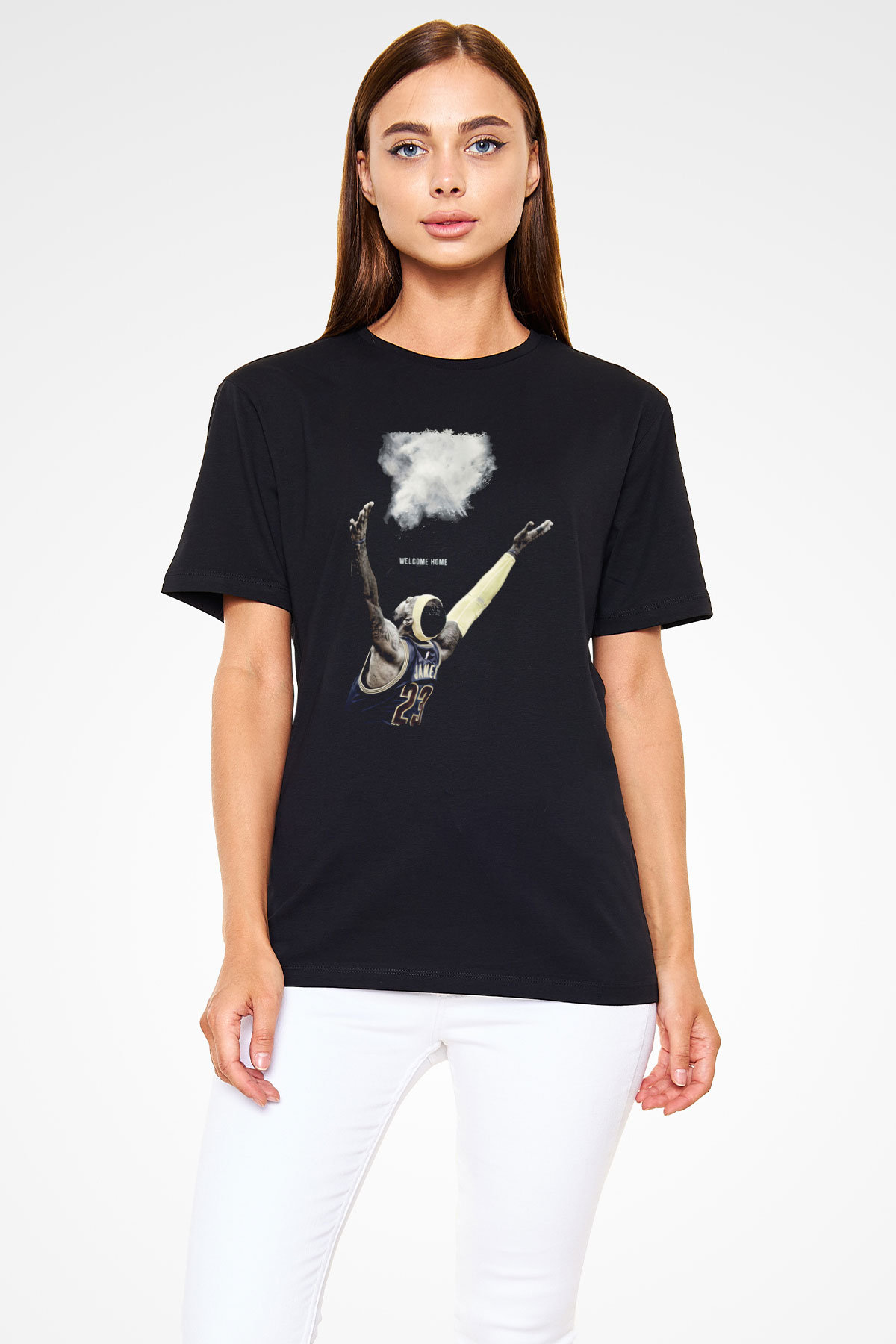 Lebron James Baskılı Unisex Siyah Tişört - Tshirt