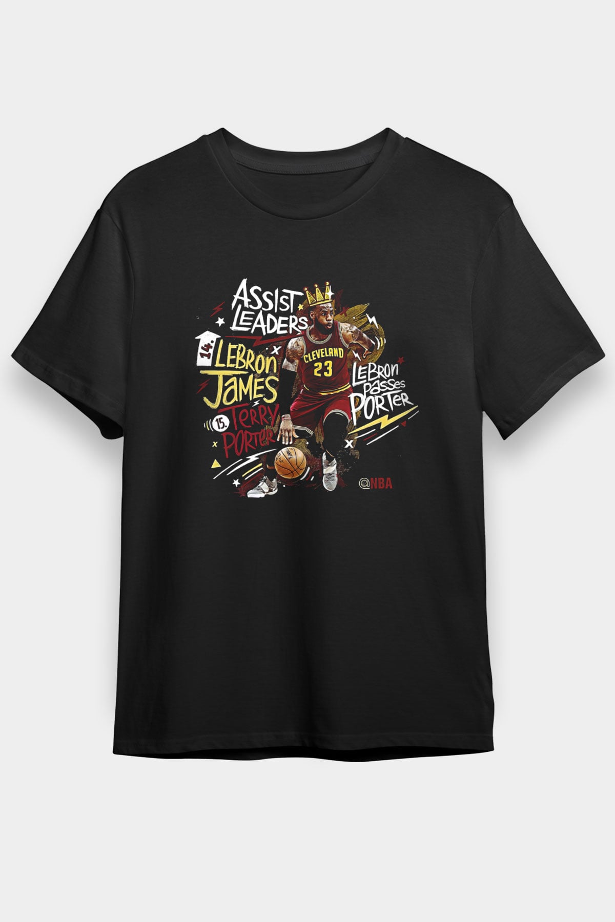 Lebron James Baskılı Unisex Siyah Tişört - Tshirt