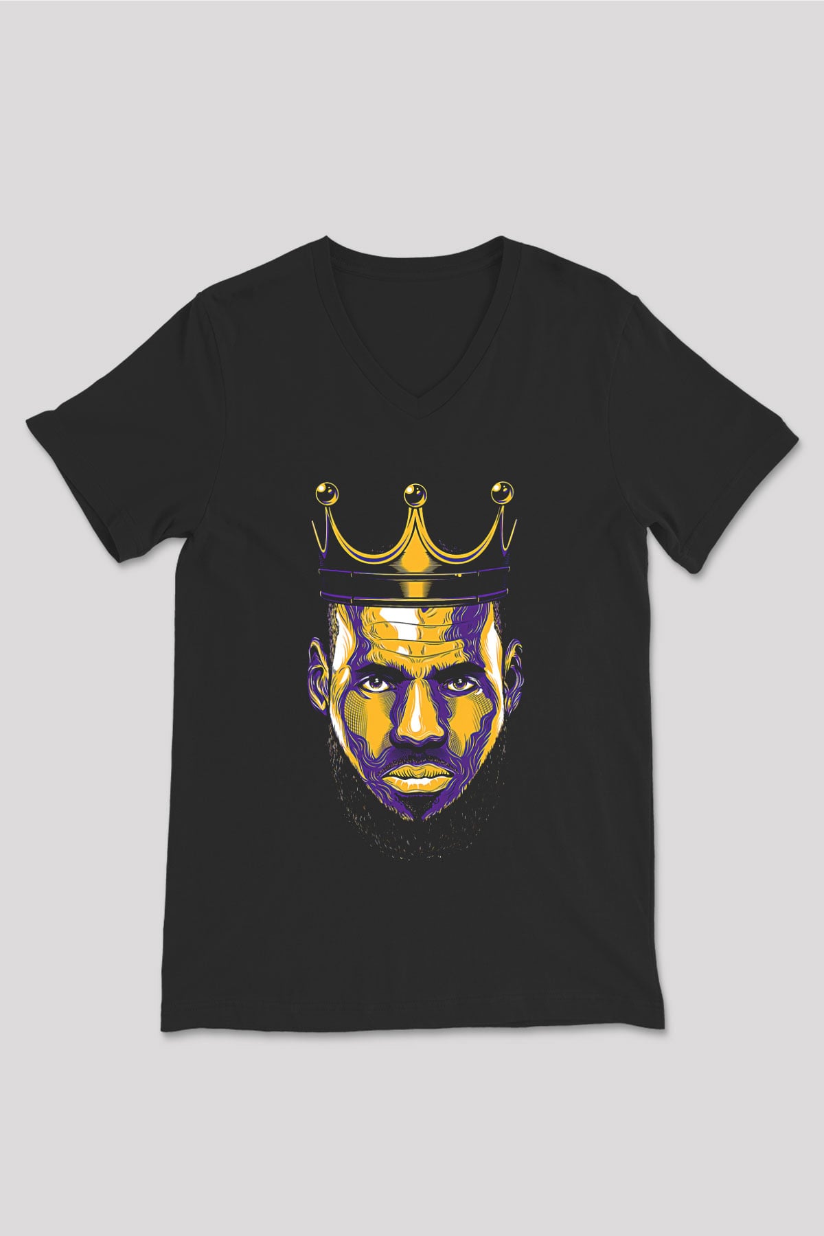 Lebron James Baskılı Unisex Siyah V Yaka Tişört - Tshirt