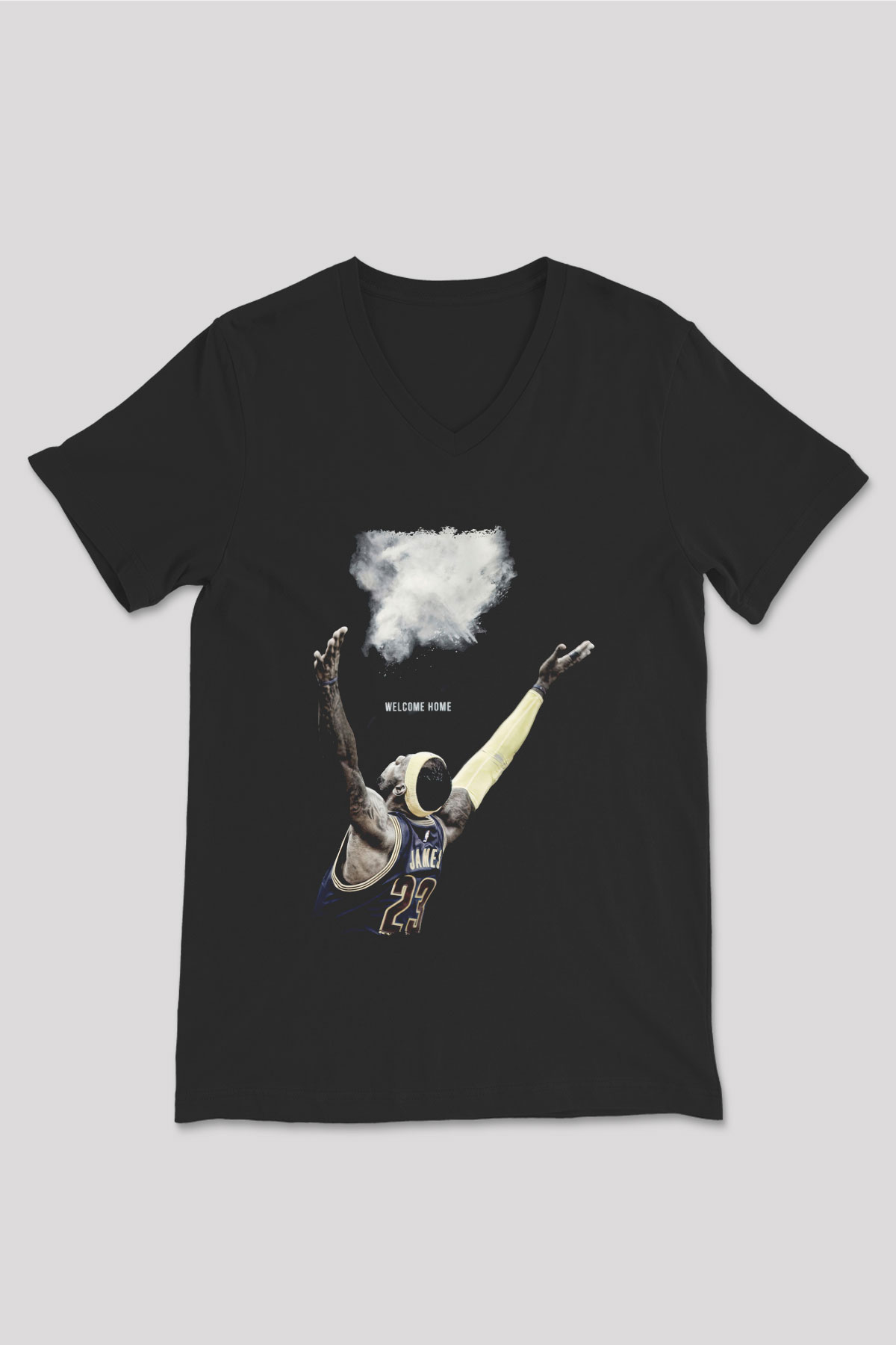 Lebron James Baskılı Unisex Siyah V Yaka Tişört - Tshirt