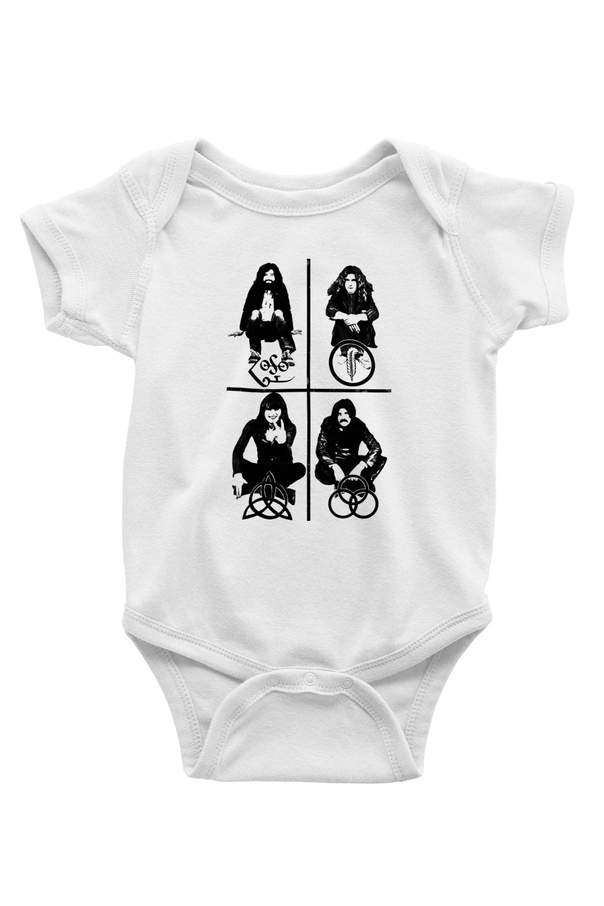Led Zeppelin Baskılı Beyaz Unisex Bebek Body - Zıbın