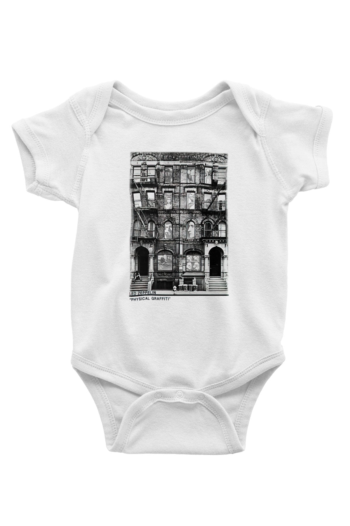Led Zeppelin Baskılı Beyaz Unisex Bebek Body - Zıbın
