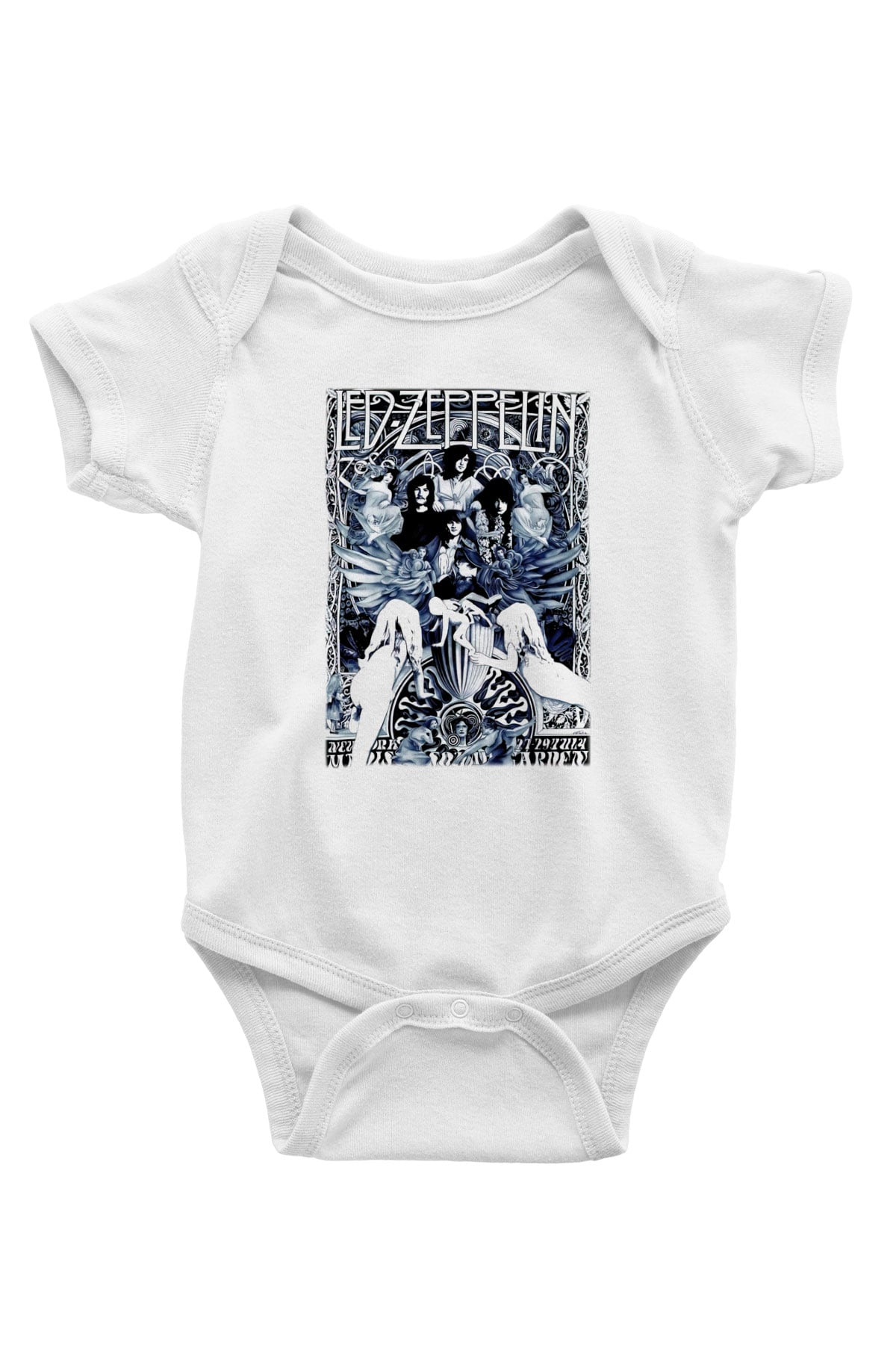Led Zeppelin Baskılı Beyaz Unisex Bebek Body - Zıbın