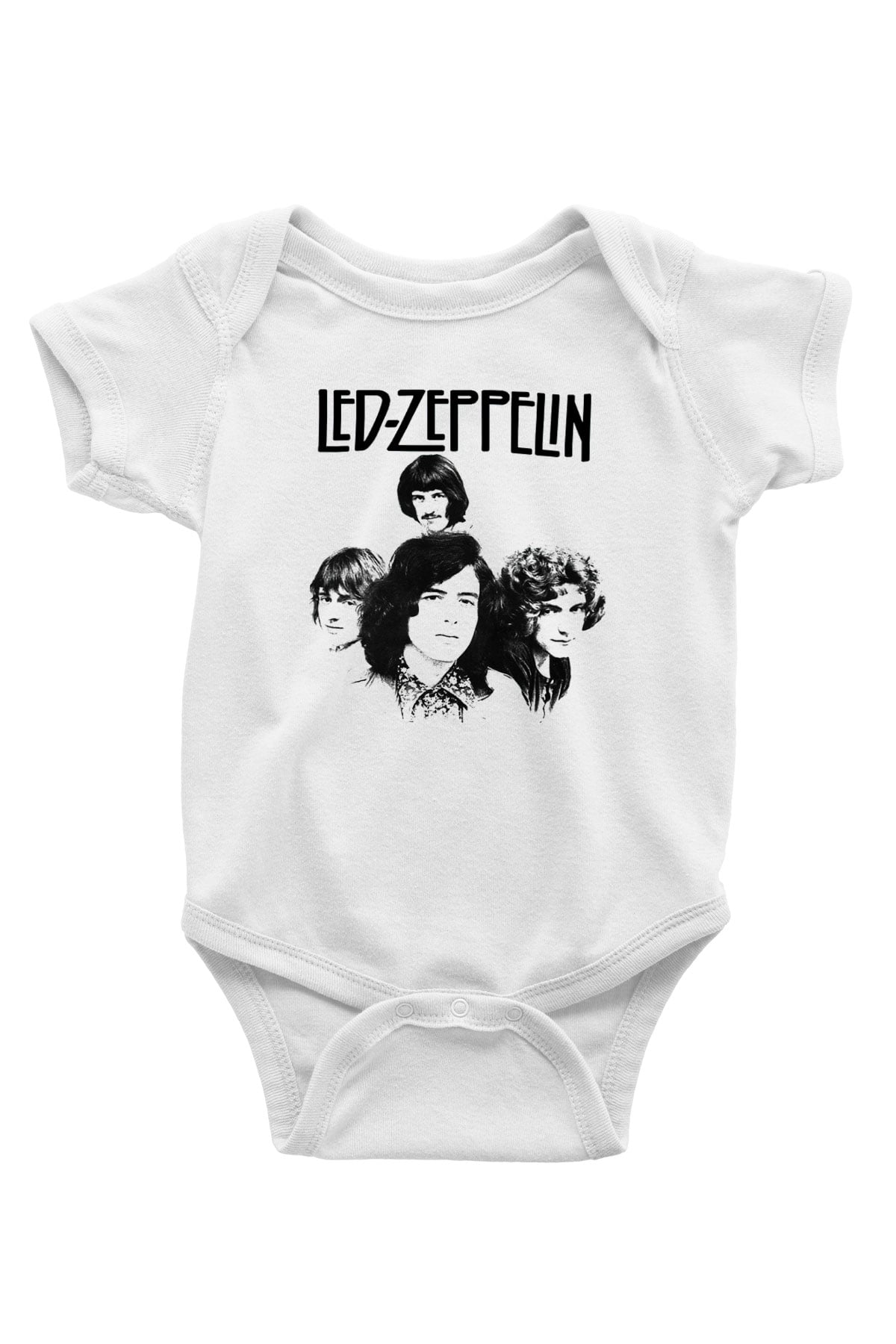 Led Zeppelin Baskılı Beyaz Unisex Bebek Body - Zıbın