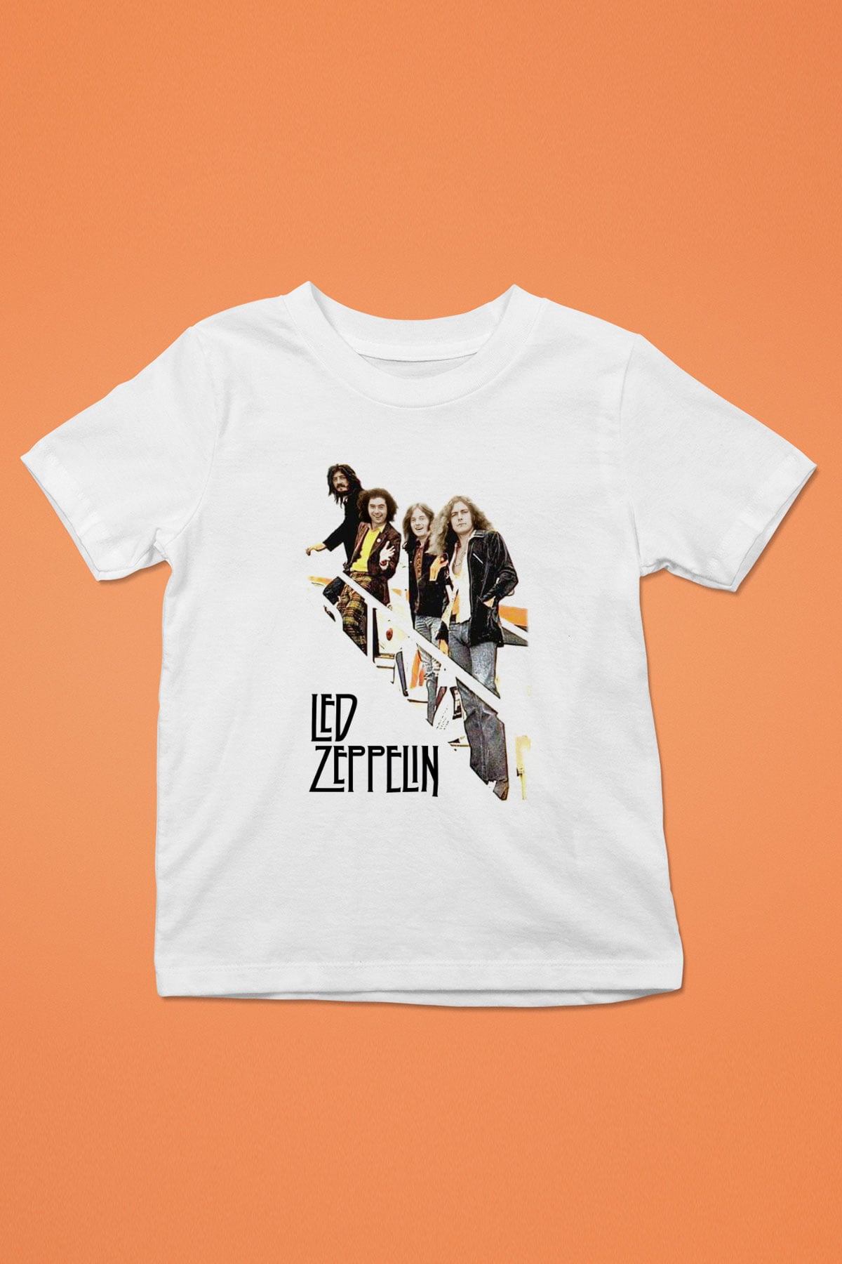 Led Zeppelin Baskılı Beyaz Unisex Çocuk Tişört