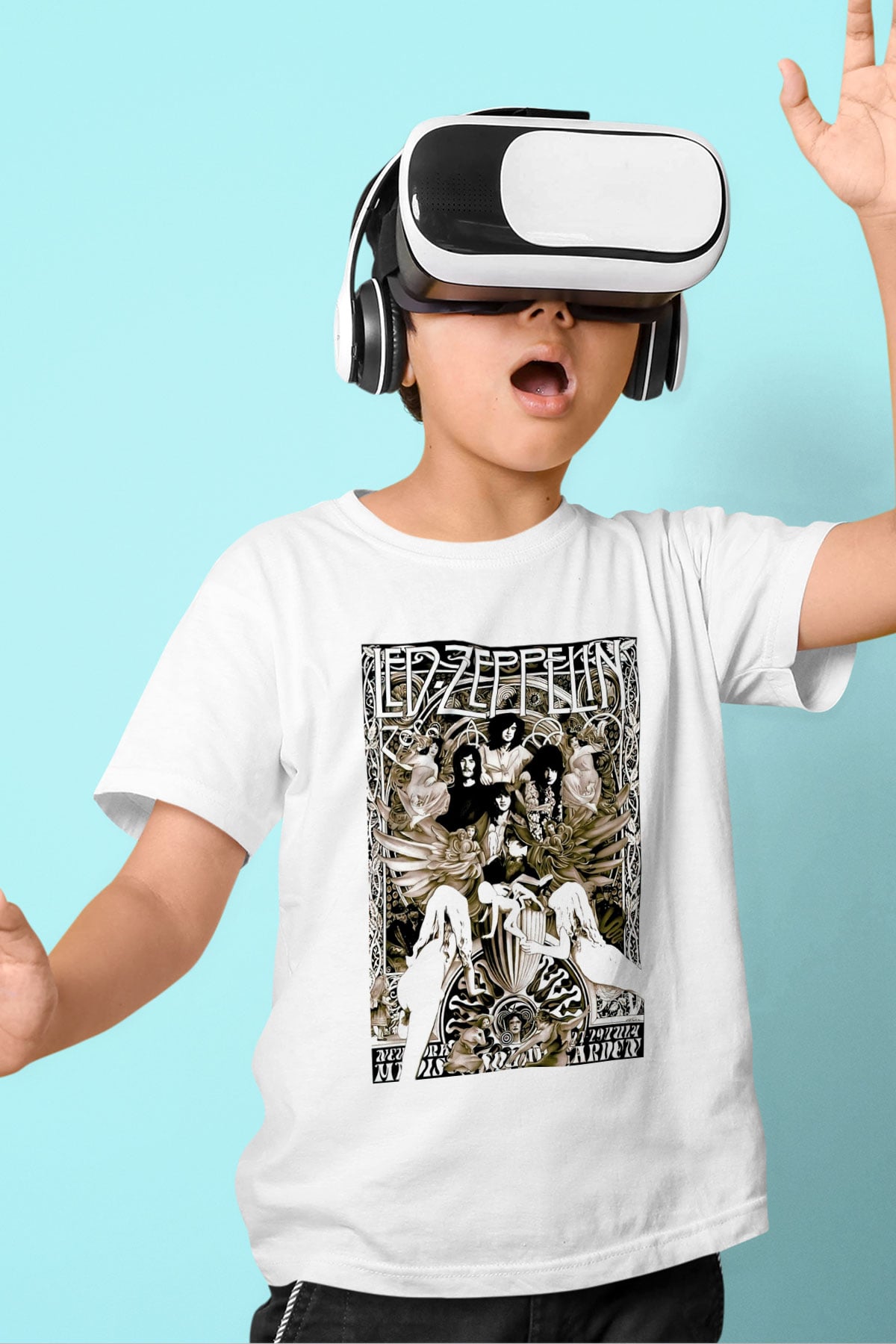 Led Zeppelin Baskılı Beyaz Unisex Çocuk Tişört