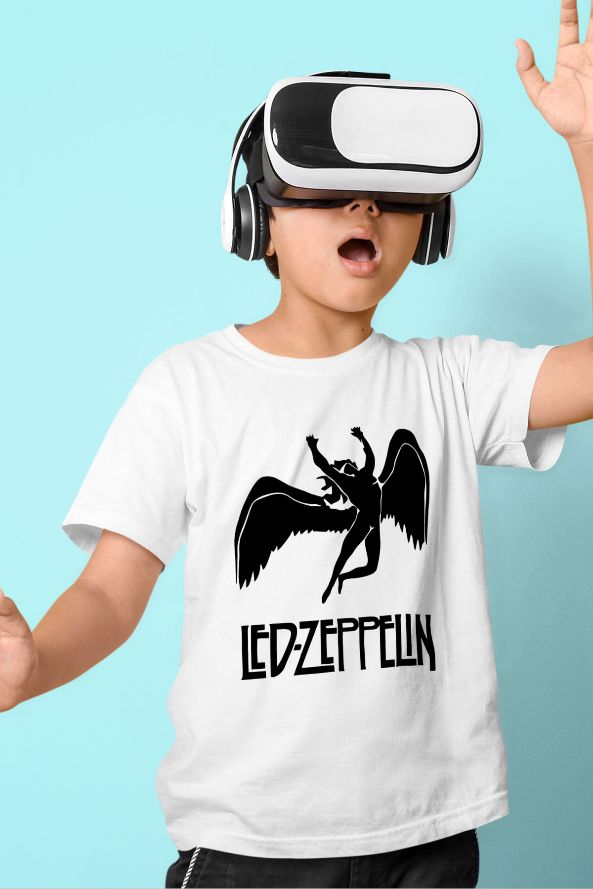 Led Zeppelin Baskılı Beyaz Unisex Çocuk Tişört