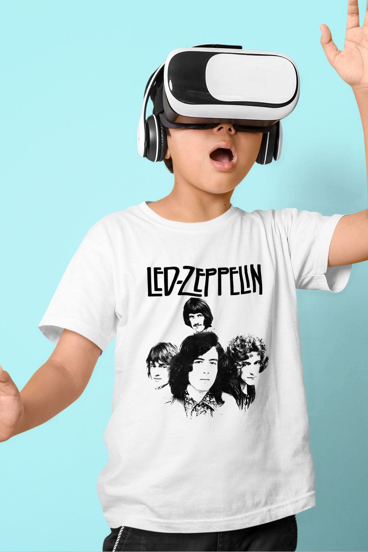 Led Zeppelin Baskılı Beyaz Unisex Çocuk Tişört