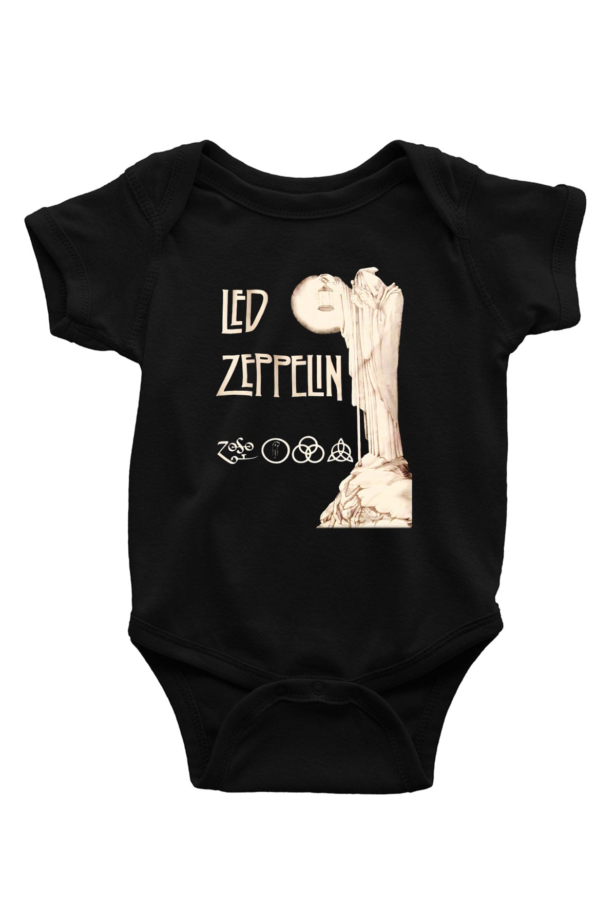 Led Zeppelin Baskılı Siyah Bebek Body - Zıbın