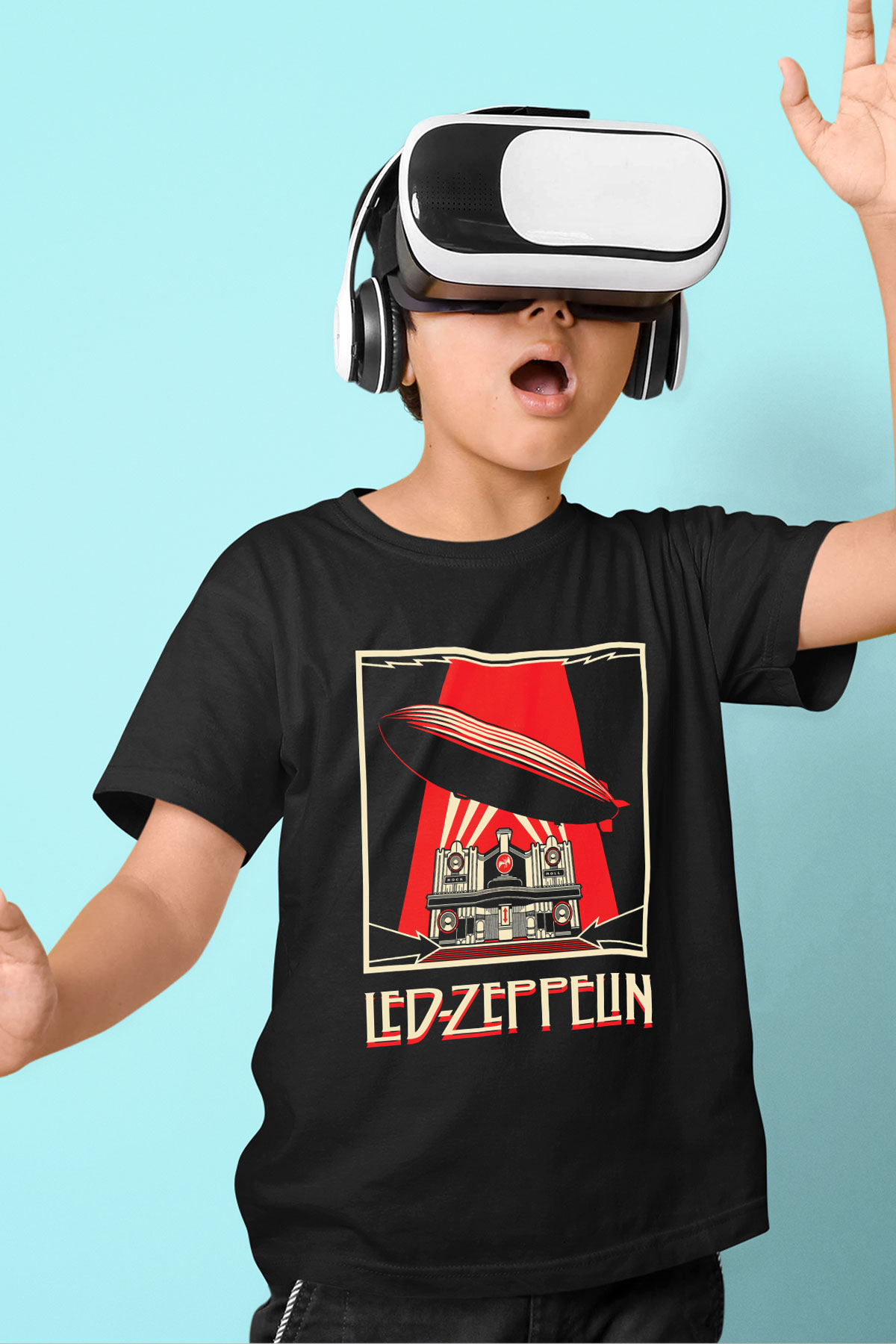 Led Zeppelin Baskılı Siyah Unisex Çocuk Tişört