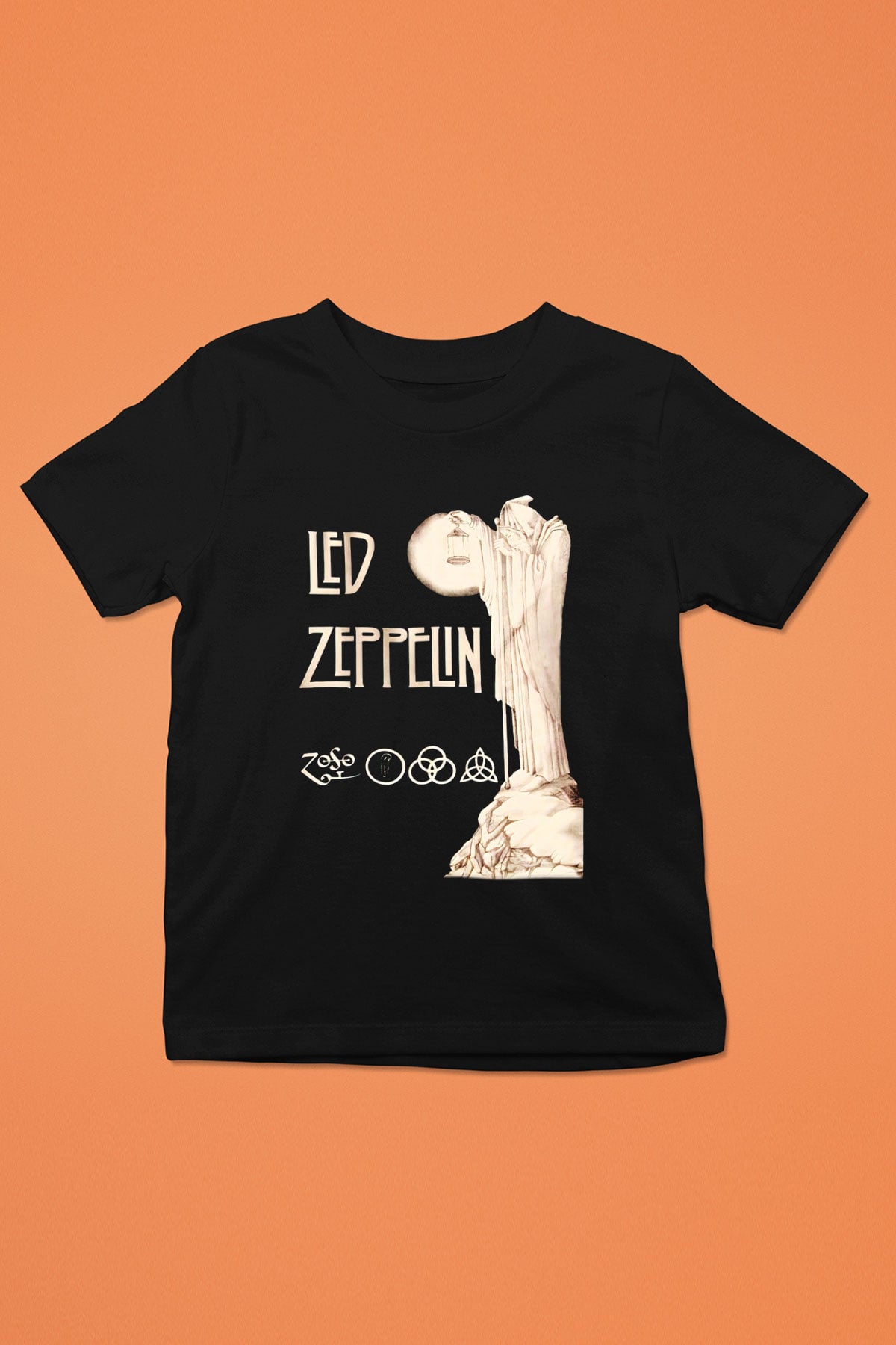 Led Zeppelin Baskılı Siyah Unisex Çocuk Tişört