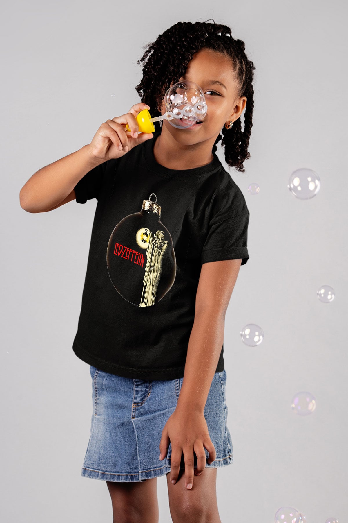 Led Zeppelin Baskılı Siyah Unisex Çocuk Tişört