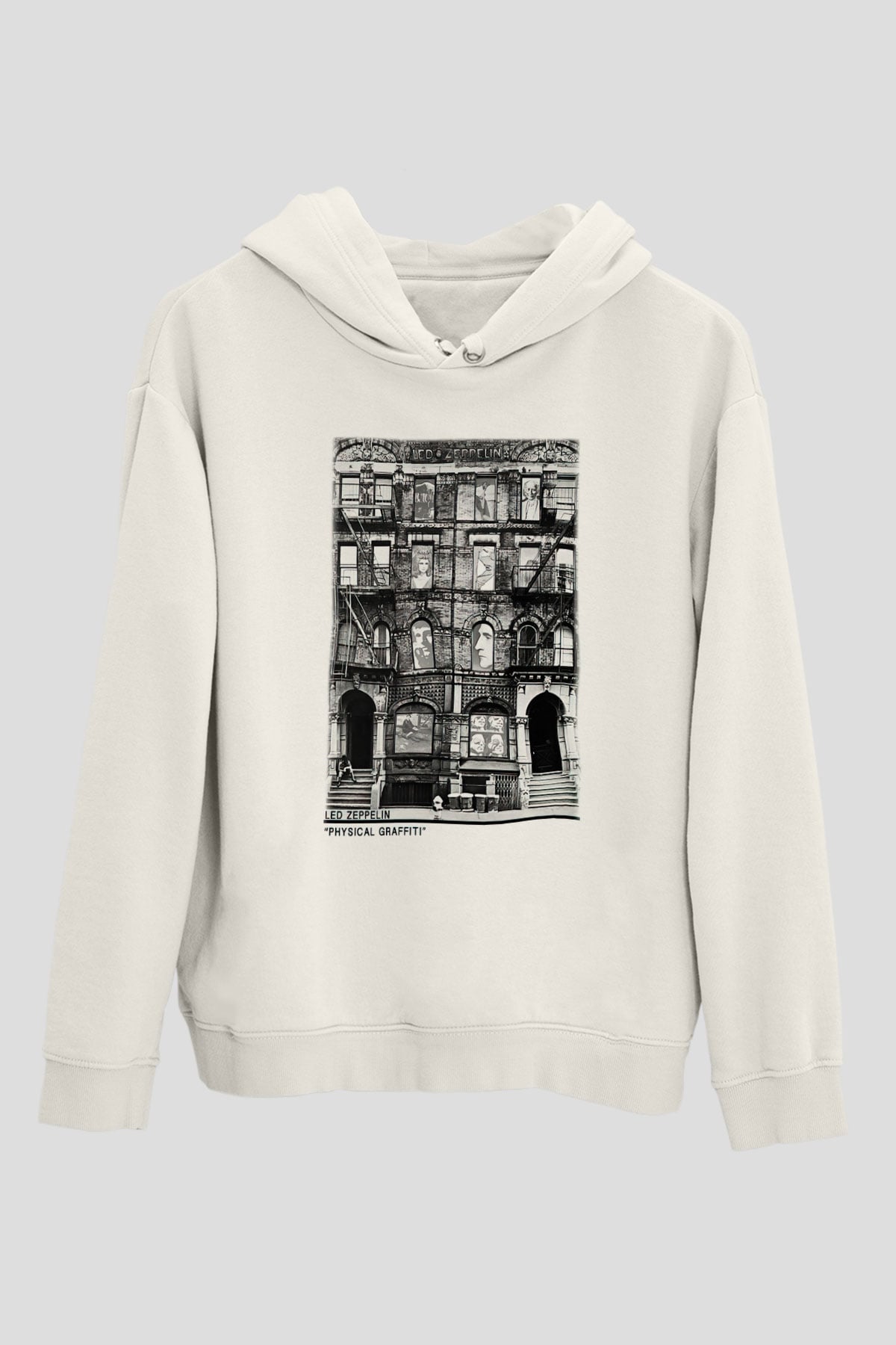 Led Zeppelin Beyaz Unisex Kapşonlu Sweatshirt