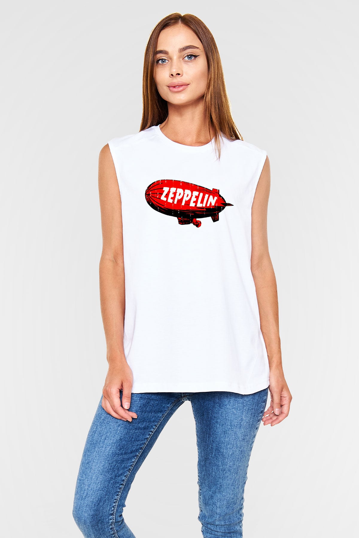 Led Zeppelin Beyaz Unisex Kolsuz Tişört