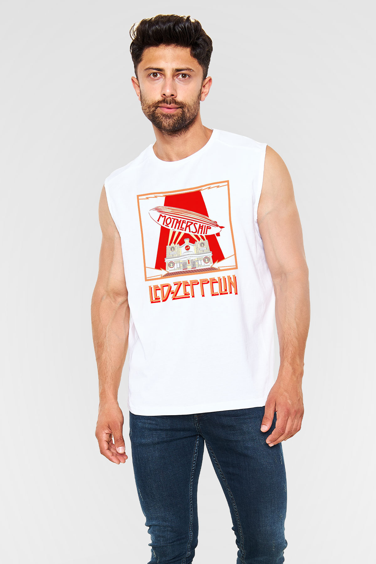 Led Zeppelin Beyaz Unisex Kolsuz Tişört