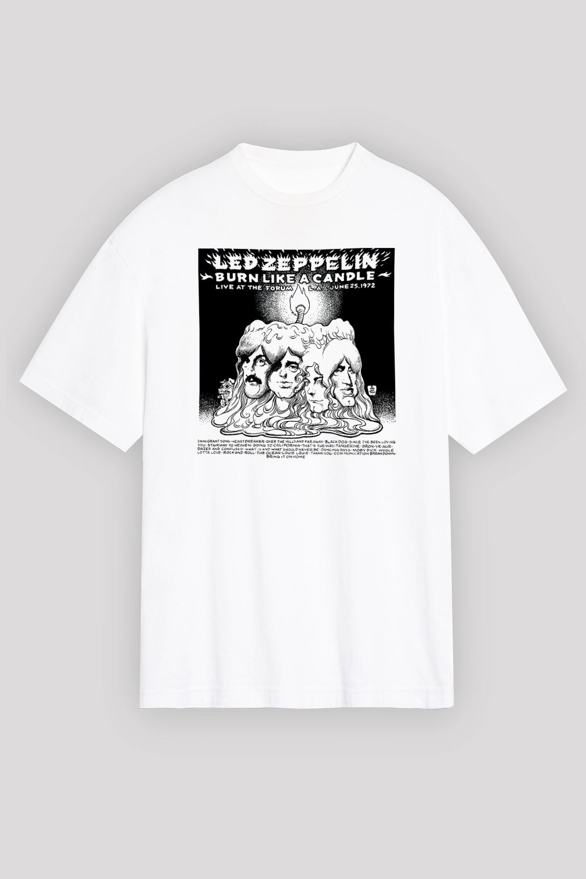 Led Zeppelin Beyaz Unisex Oversize Tişört T-Shirt