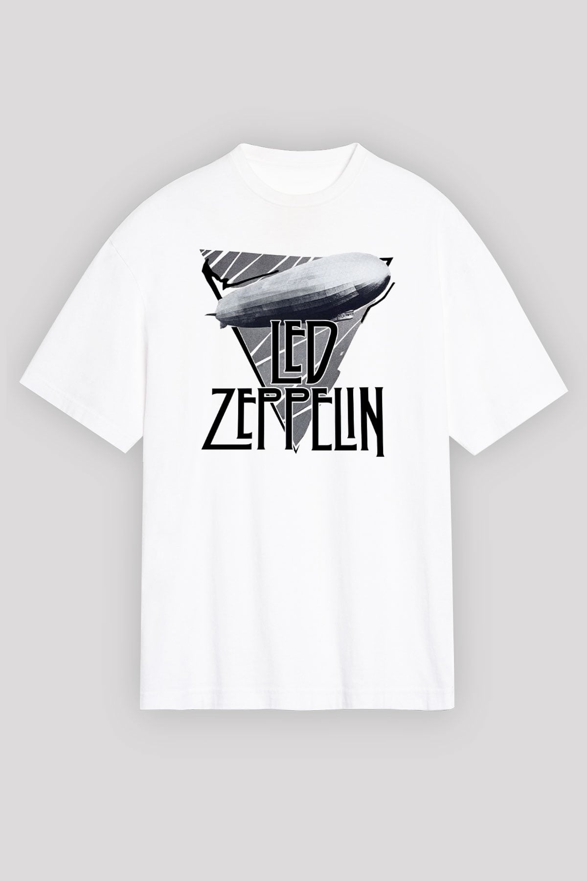 Led Zeppelin Beyaz Unisex Oversize Tişört T-Shirt