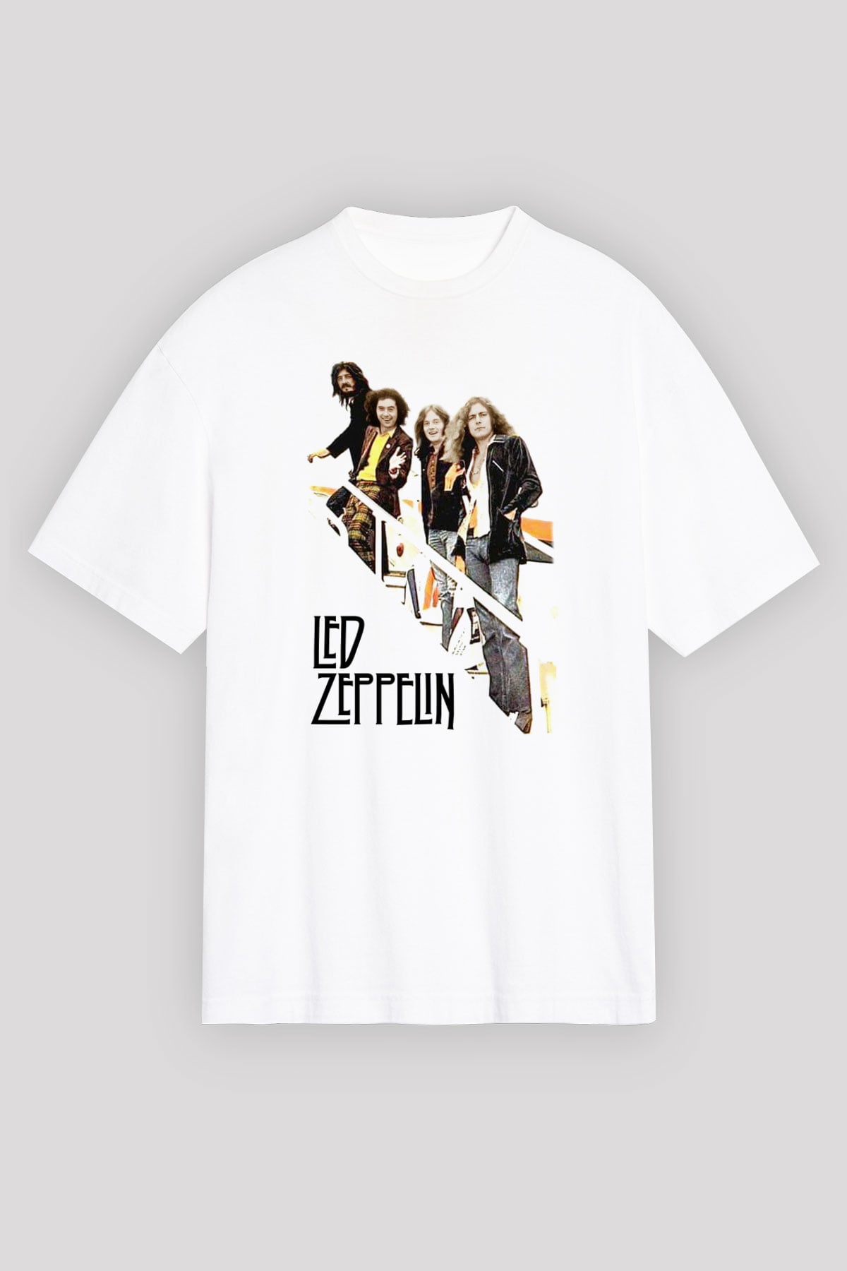 Led Zeppelin Beyaz Unisex Oversize Tişört T-Shirt