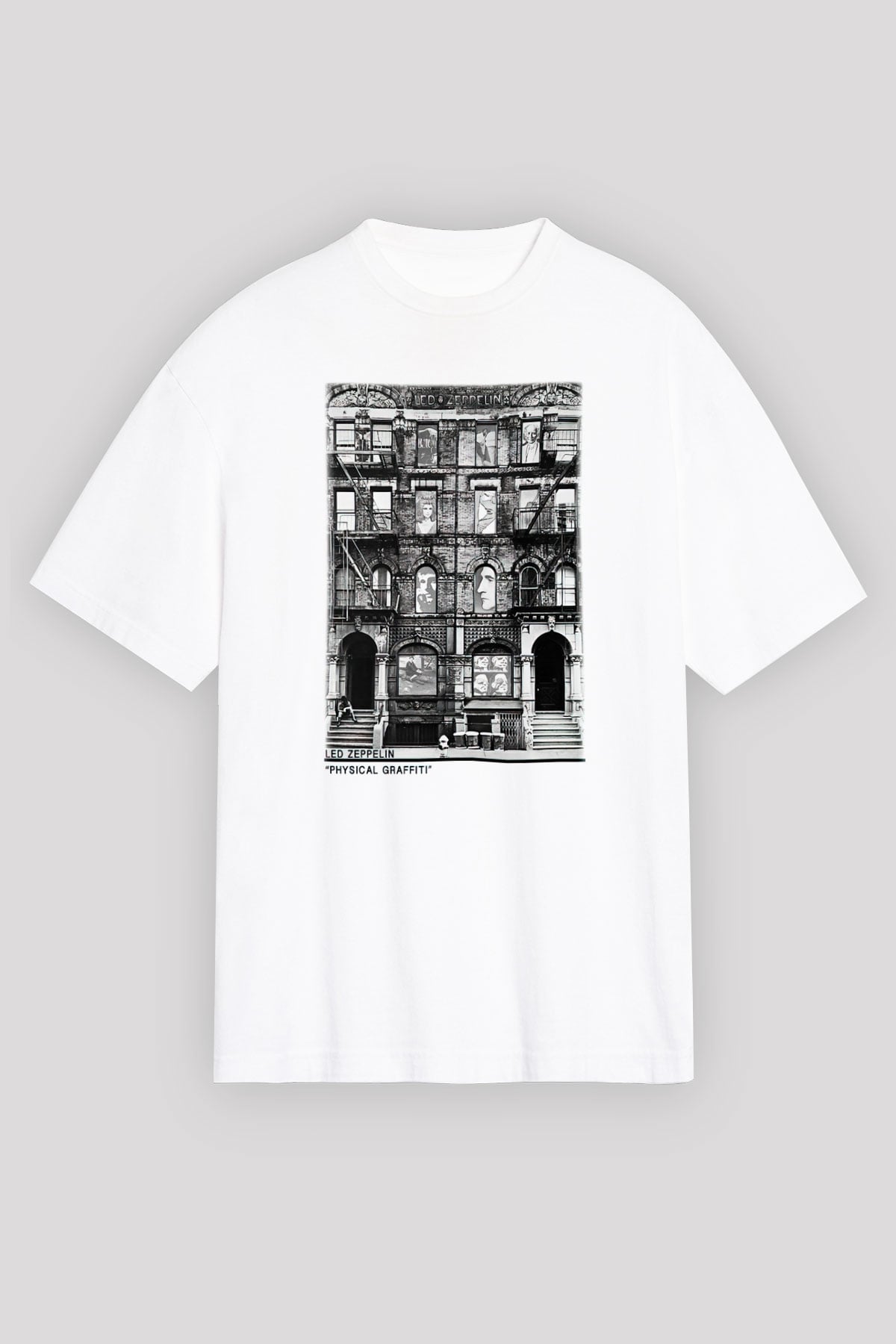 Led Zeppelin Beyaz Unisex Oversize Tişört T-Shirt