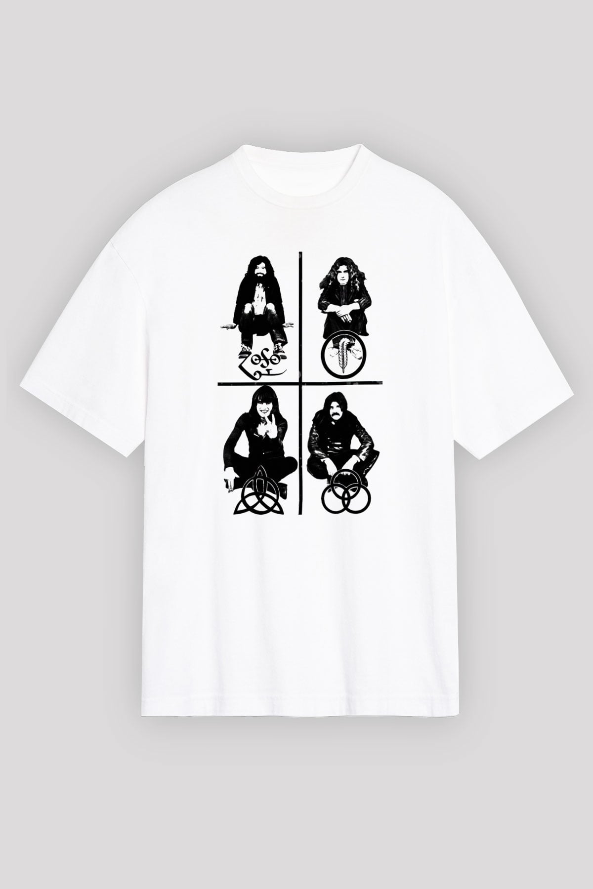 Led Zeppelin Beyaz Unisex Oversize Tişört T-Shirt