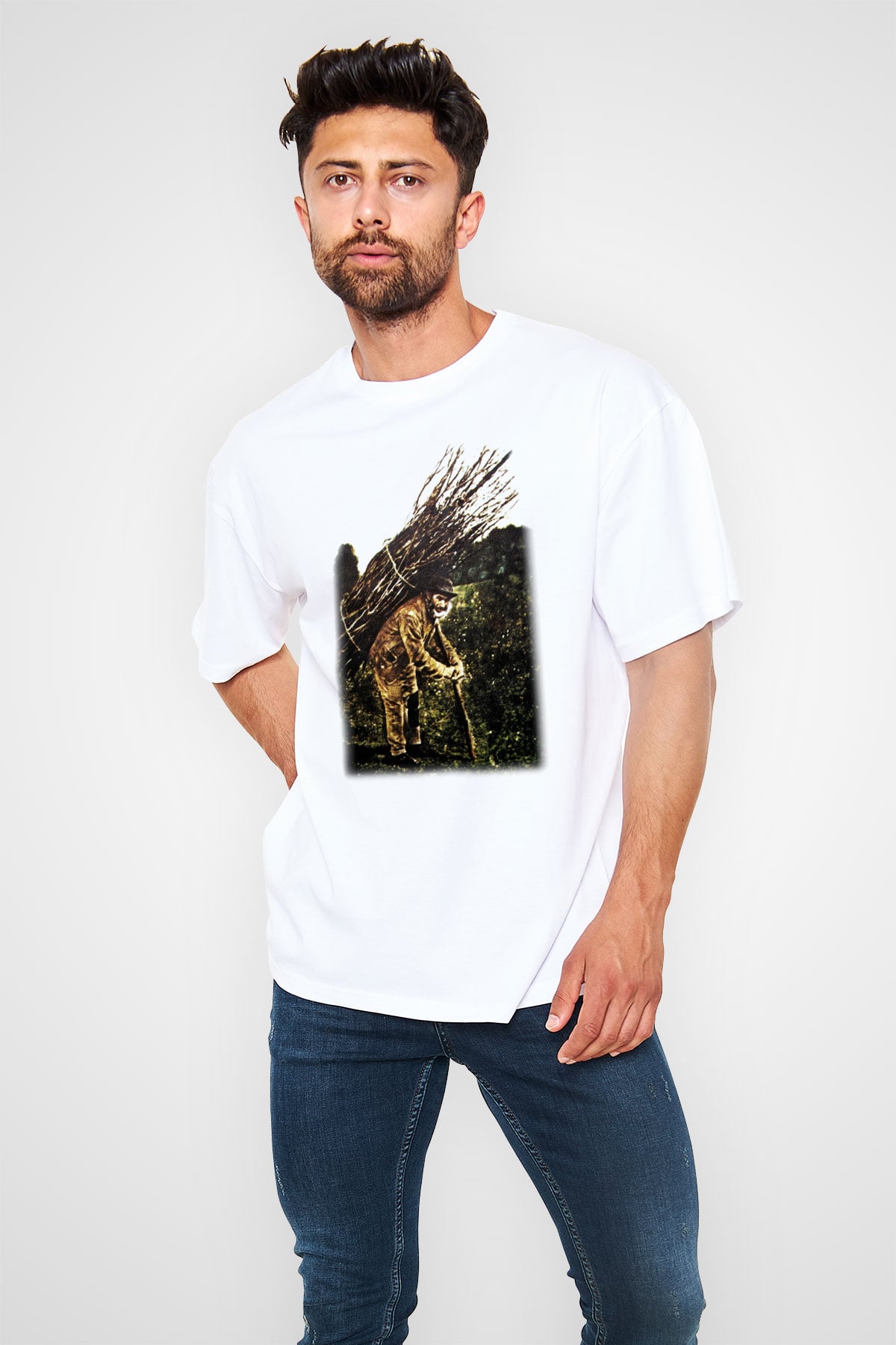 Led Zeppelin Beyaz Unisex Oversize Tişört T-Shirt