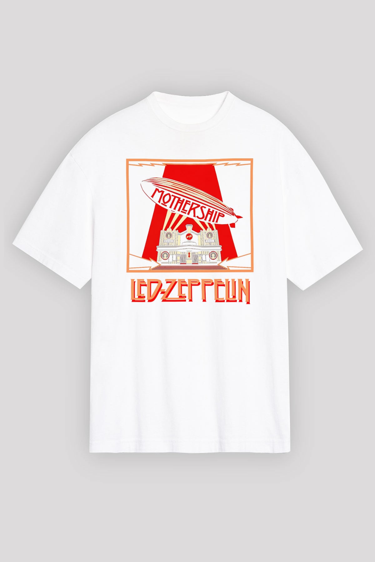 Led Zeppelin Beyaz Unisex Oversize Tişört T-Shirt