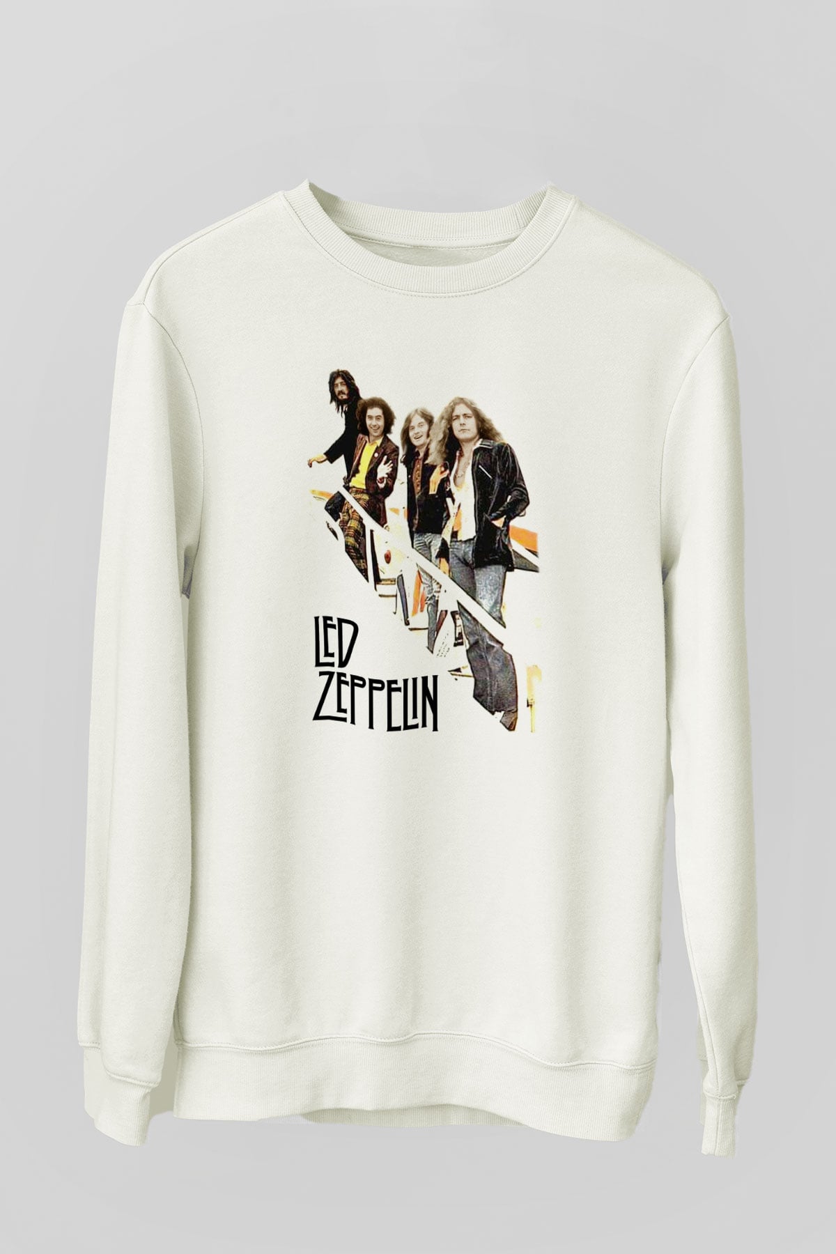 Led Zeppelin Beyaz Unisex Sweatshirt