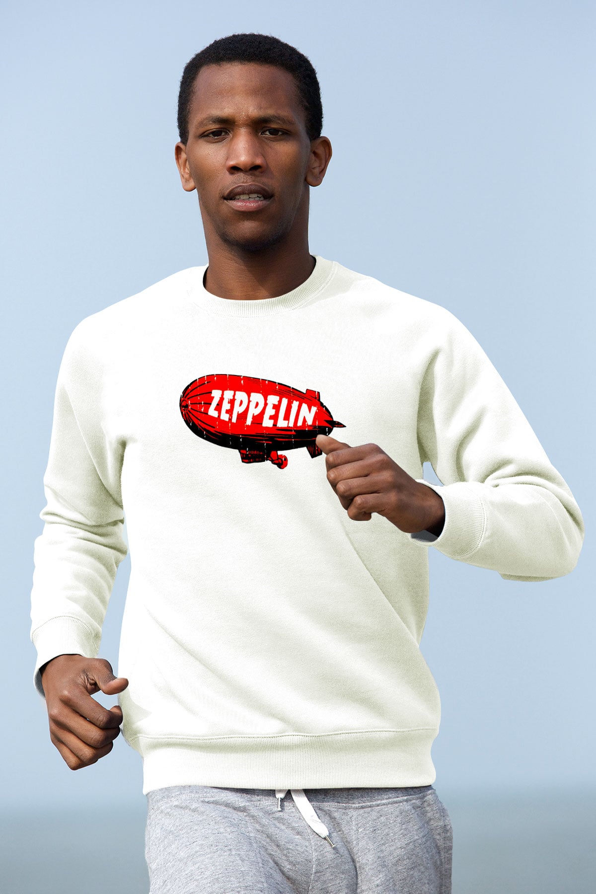 Led Zeppelin Beyaz Unisex Sweatshirt