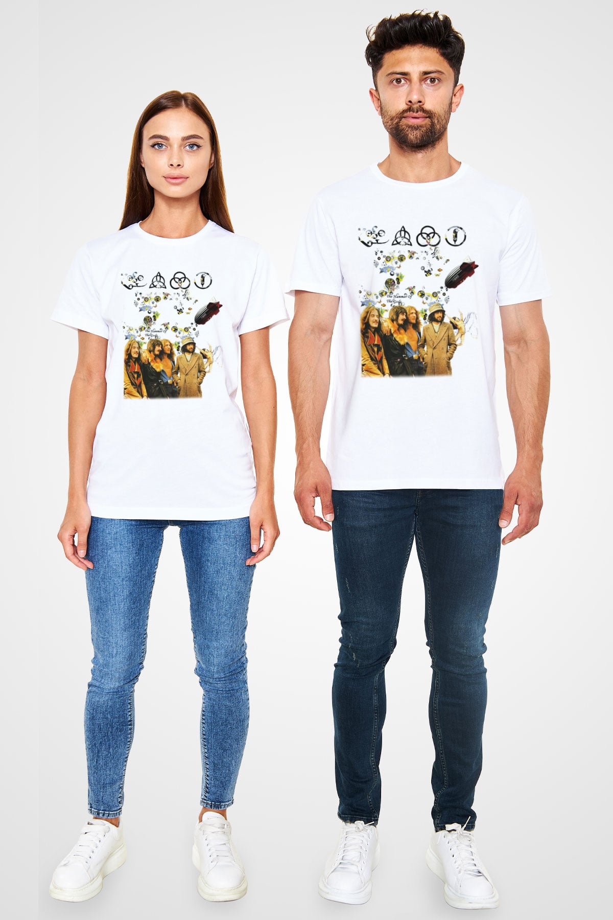 Led Zeppelin Beyaz Unisex Tişört T-Shirt - TişörtFabrikası