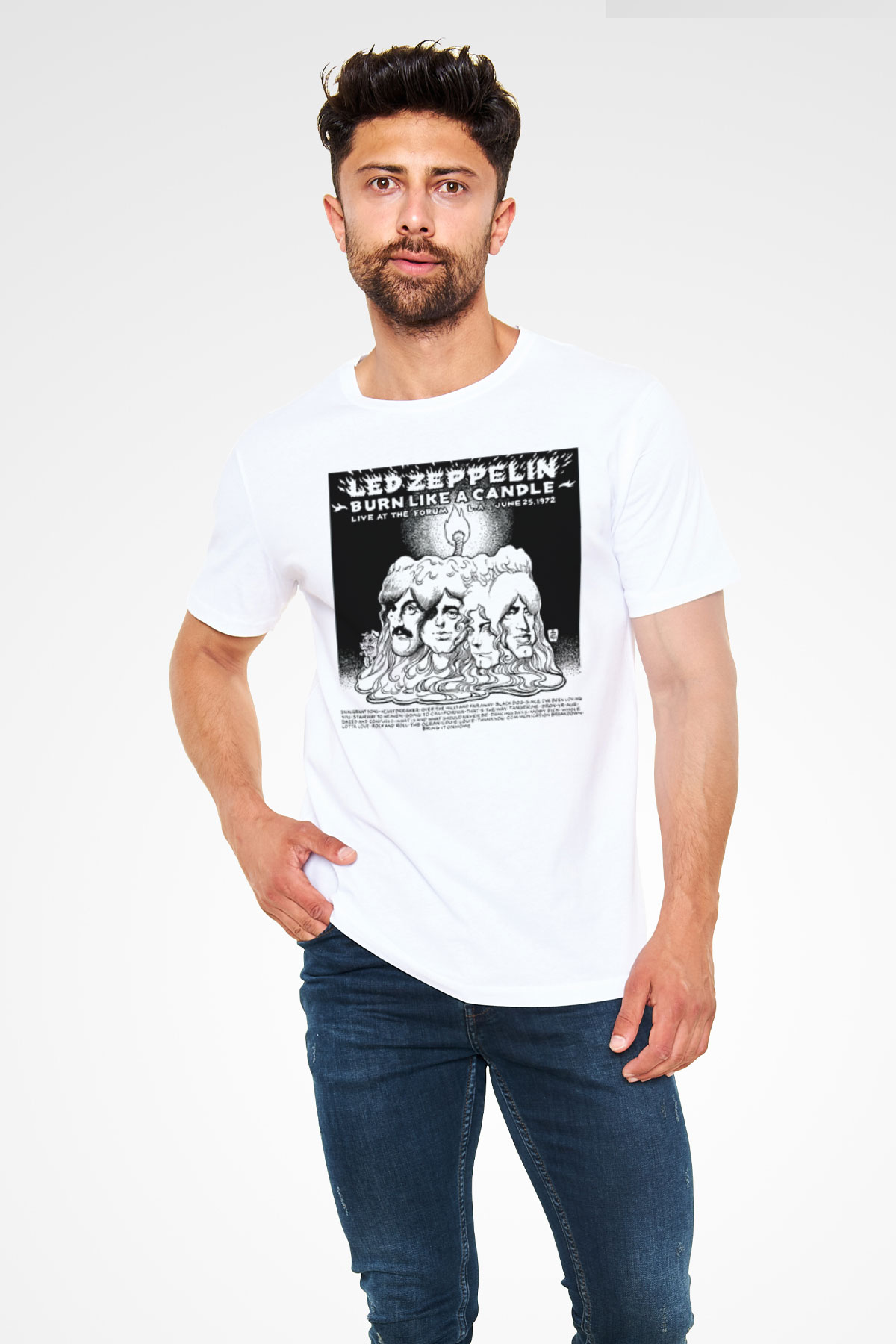 Led Zeppelin Beyaz Unisex Tişört T-Shirt - TişörtFabrikası