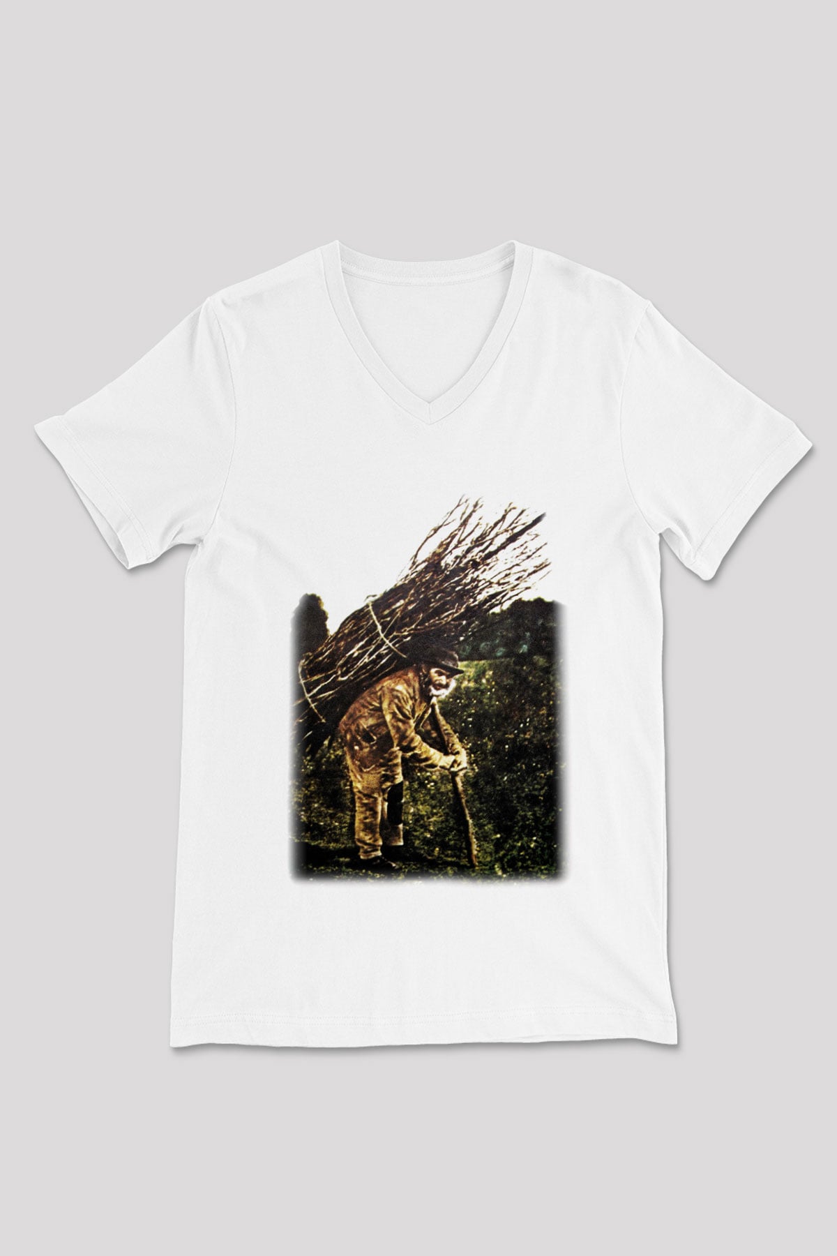 Led Zeppelin Beyaz Unisex V Yaka Tişört T-Shirt