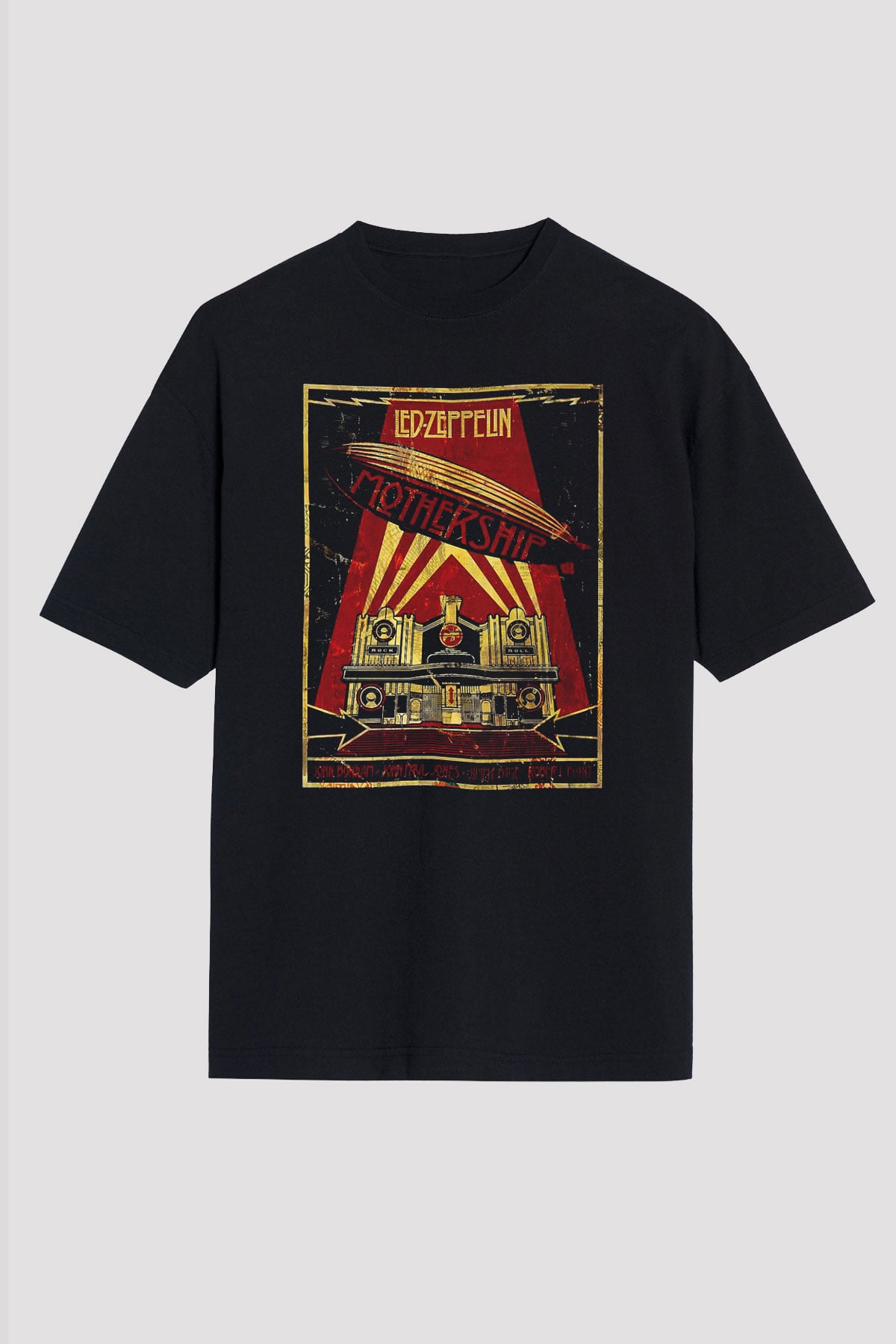Led Zeppelin Mothership Siyah Unisex Oversize Tişört T-Shirt