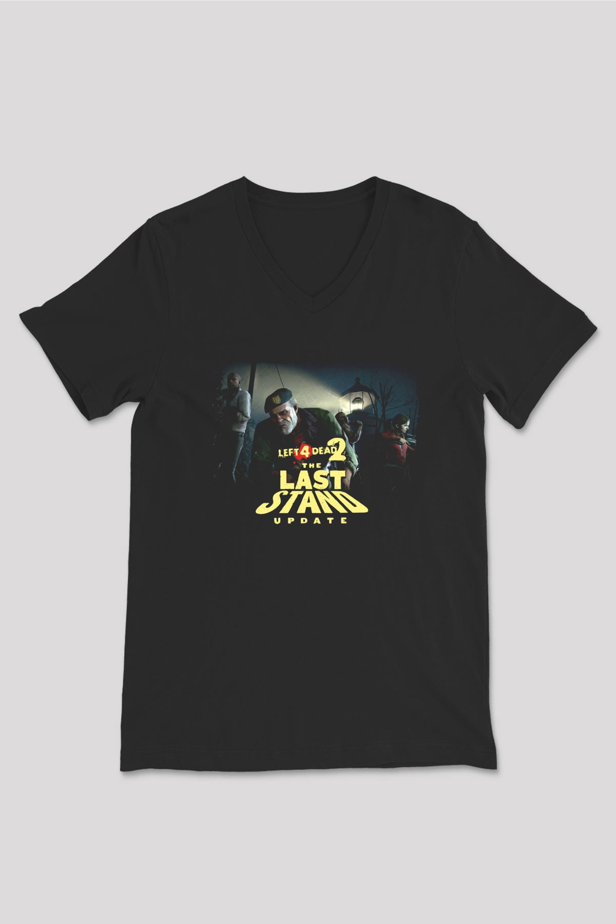 Left 4 Dead Siyah Unisex V Yaka Tişört