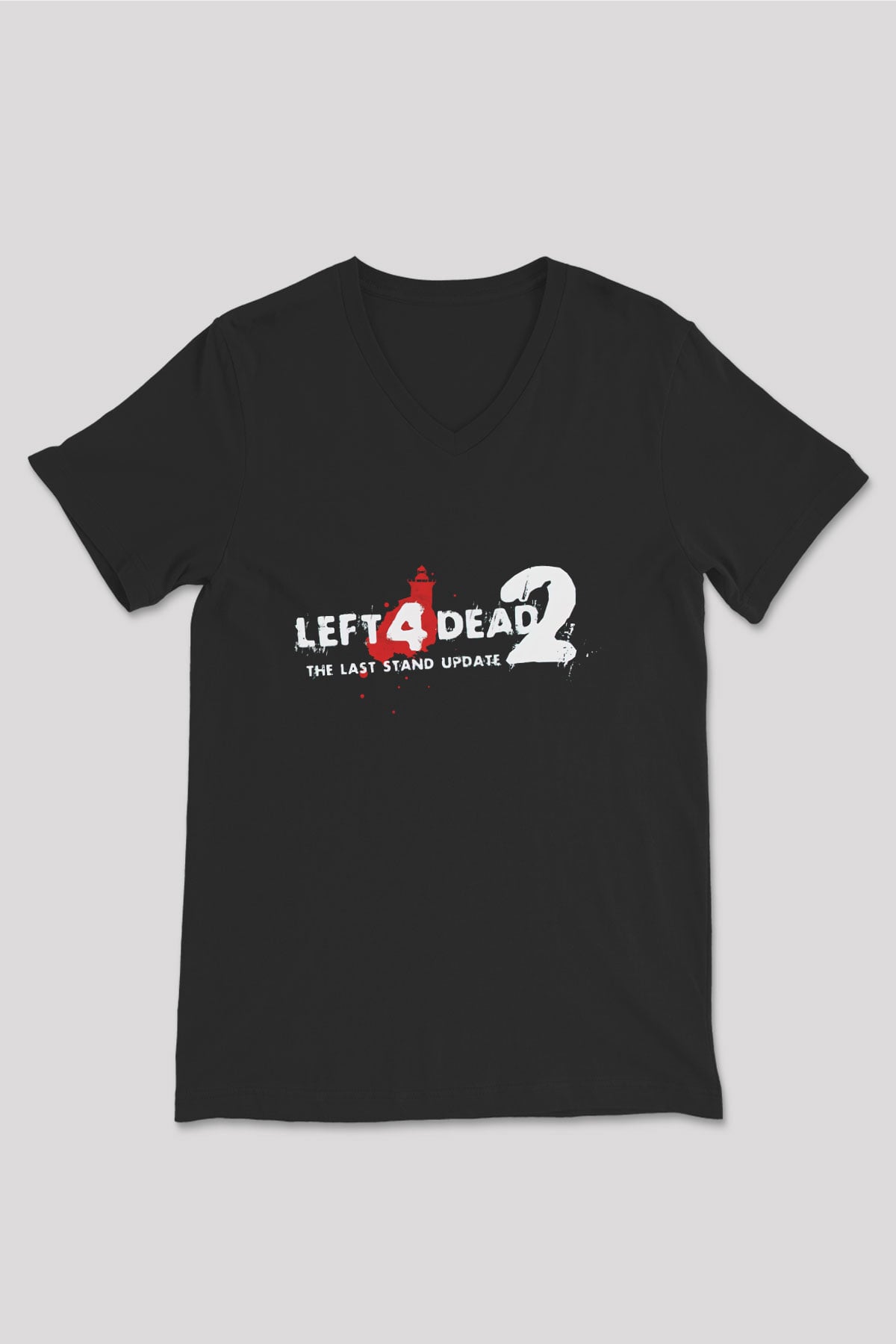 Left 4 Dead Siyah Unisex V Yaka Tişört