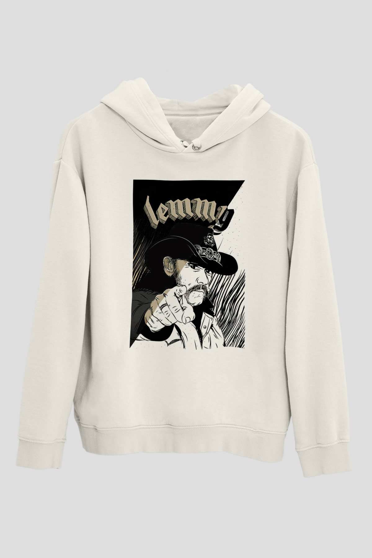 Lemmy Beyaz Unisex Kapşonlu Sweatshirt