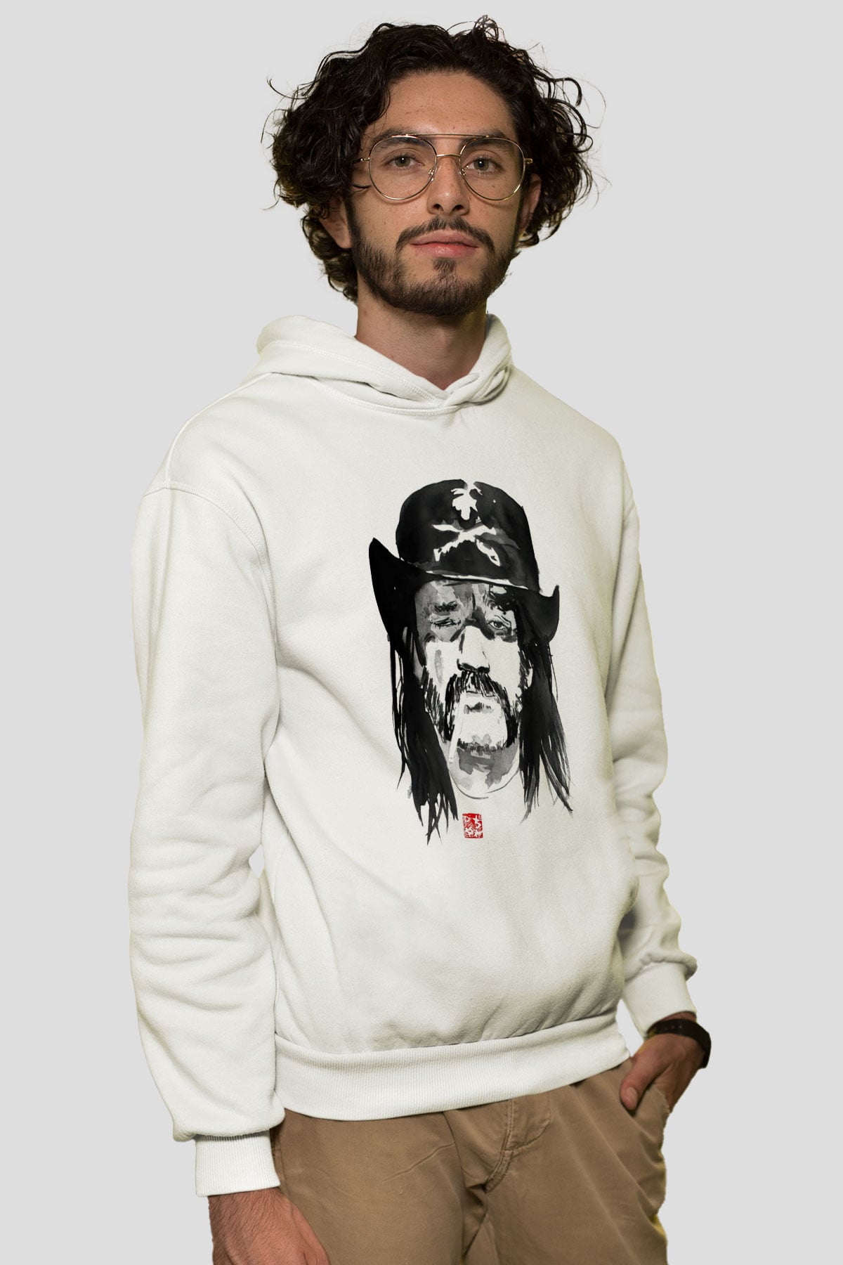 Lemmy Beyaz Unisex Kapüşonlu Sweatshirt