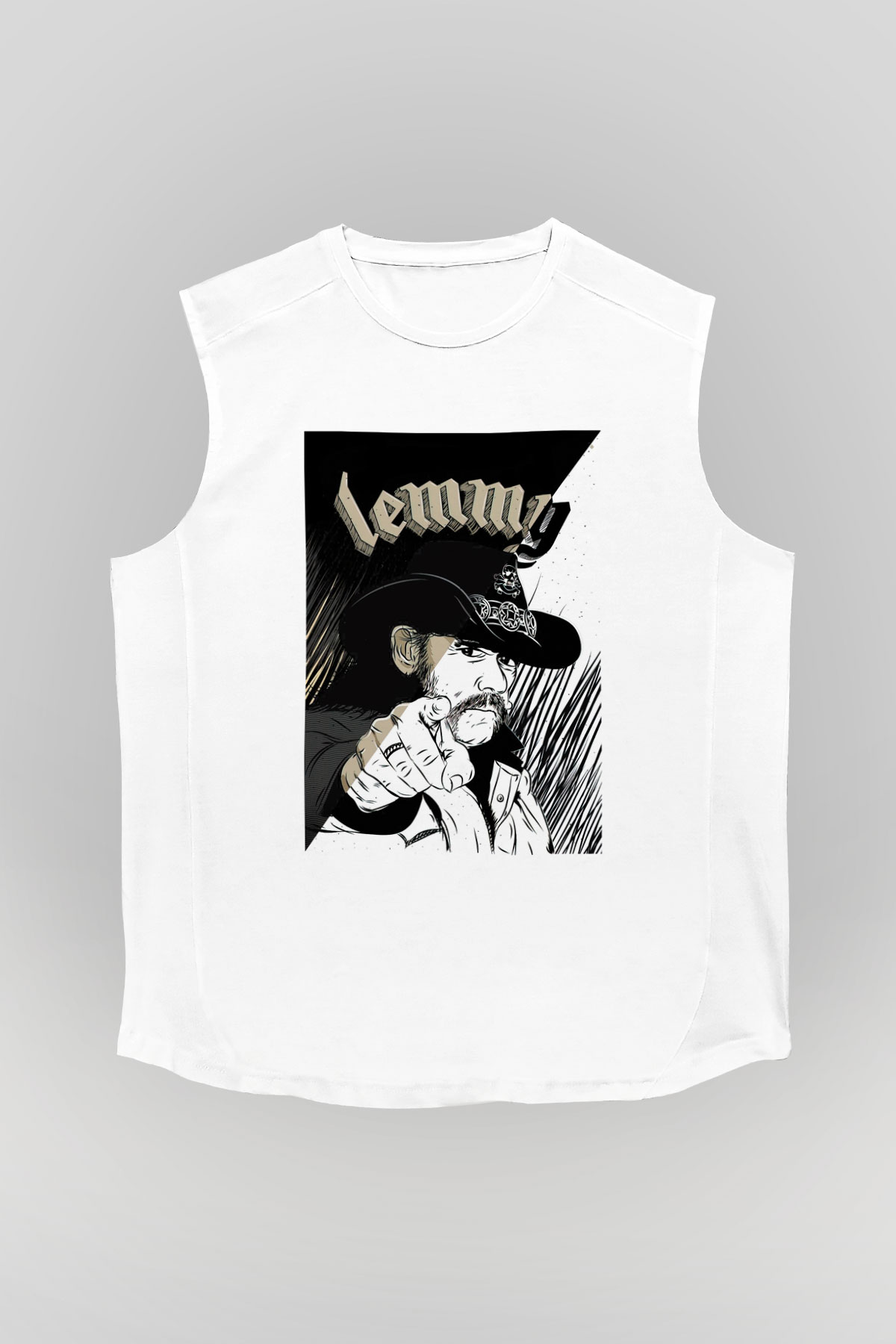 Lemmy Beyaz Unisex Kolsuz Tişört