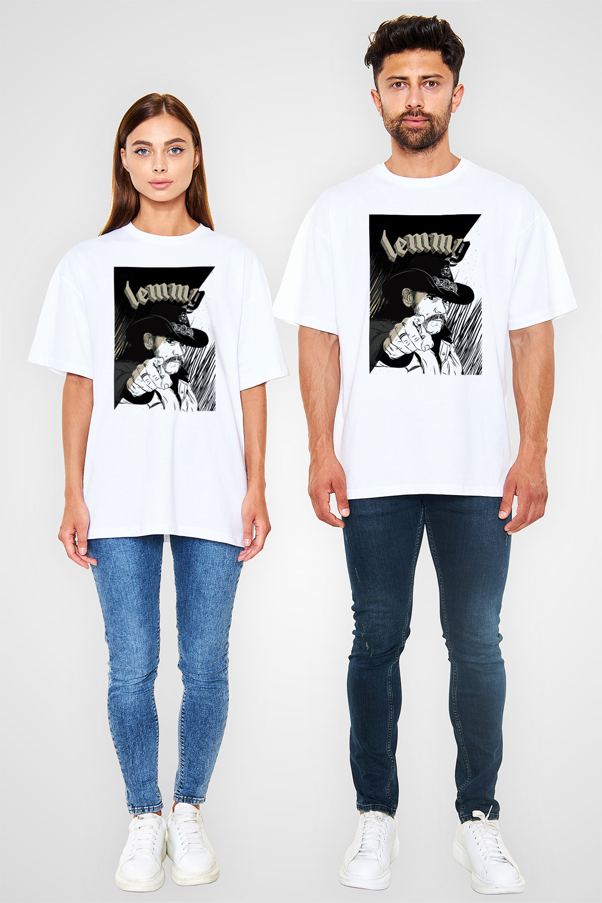 Lemmy Beyaz Unisex Oversize Tişört T-Shirt